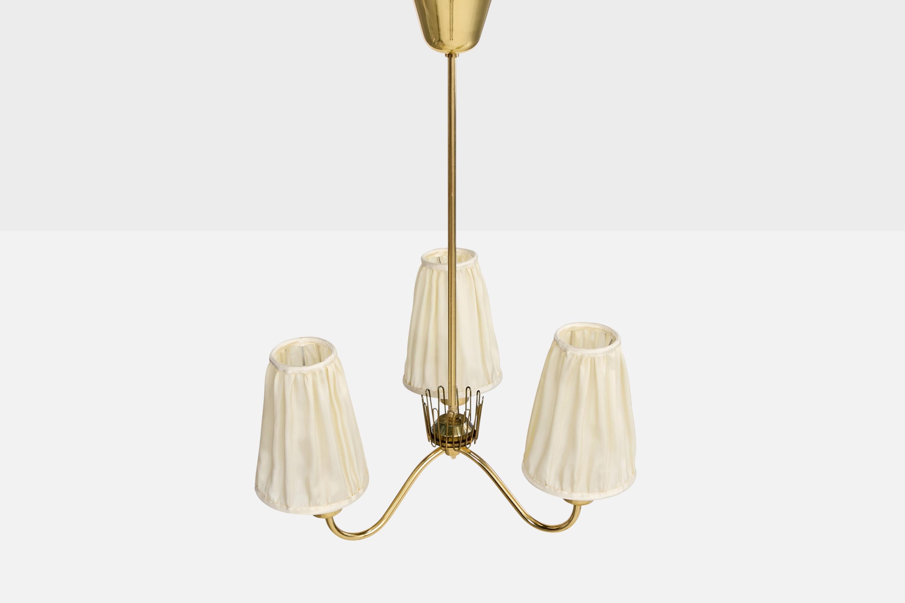 Suédois ASEA, lustre, laiton, tissu, Suède, années 1940 en vente
