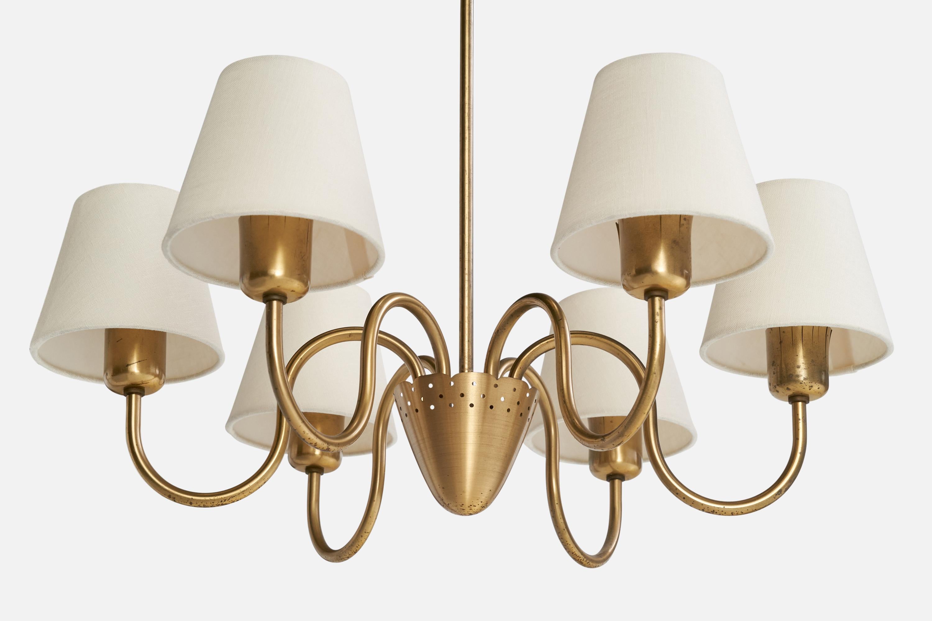 ASEA, lustre, laiton, tissu, Suède, années 1940 Bon état - En vente à High Point, NC