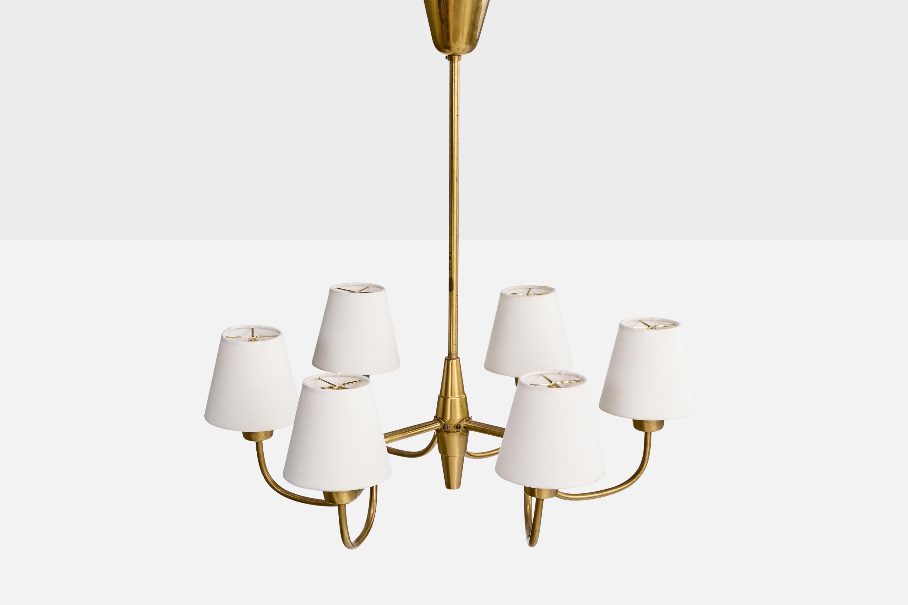 Suédois ASEA, lustre, laiton, tissu, Suède, années 1950 en vente