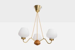 ASEA, Lampadario, Ottone, Vetro, Oak, Svezia, anni '50