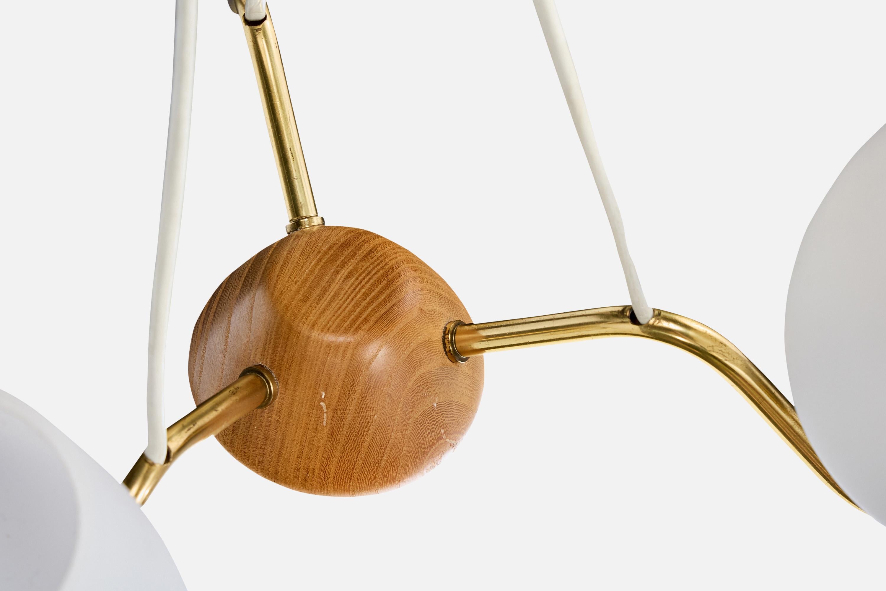 ASEA, lustre, laiton, verre, Oak, Suède, années 1950 en vente 1