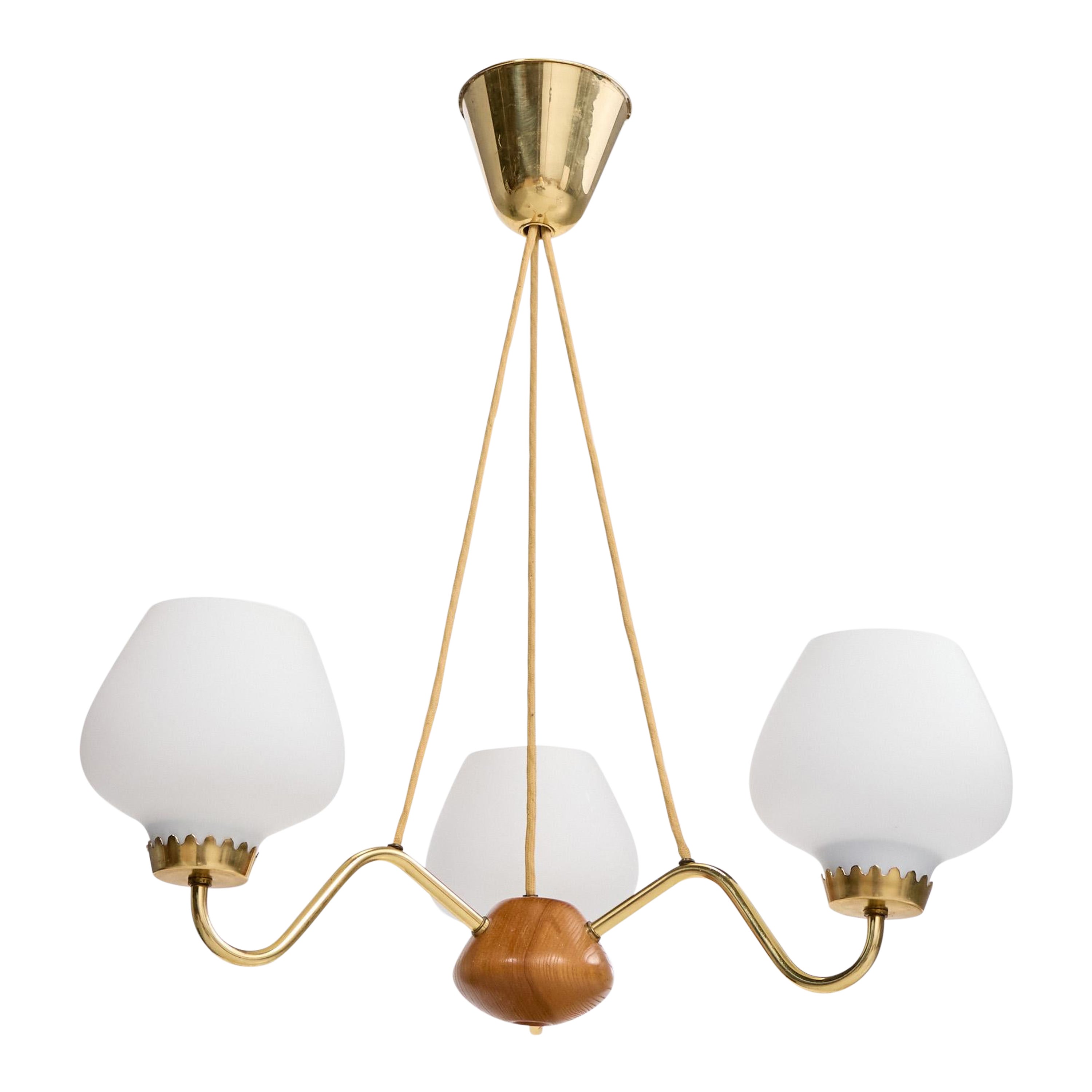 ASEA, lustre, laiton, verre, Oak, Suède, années 1950 en vente