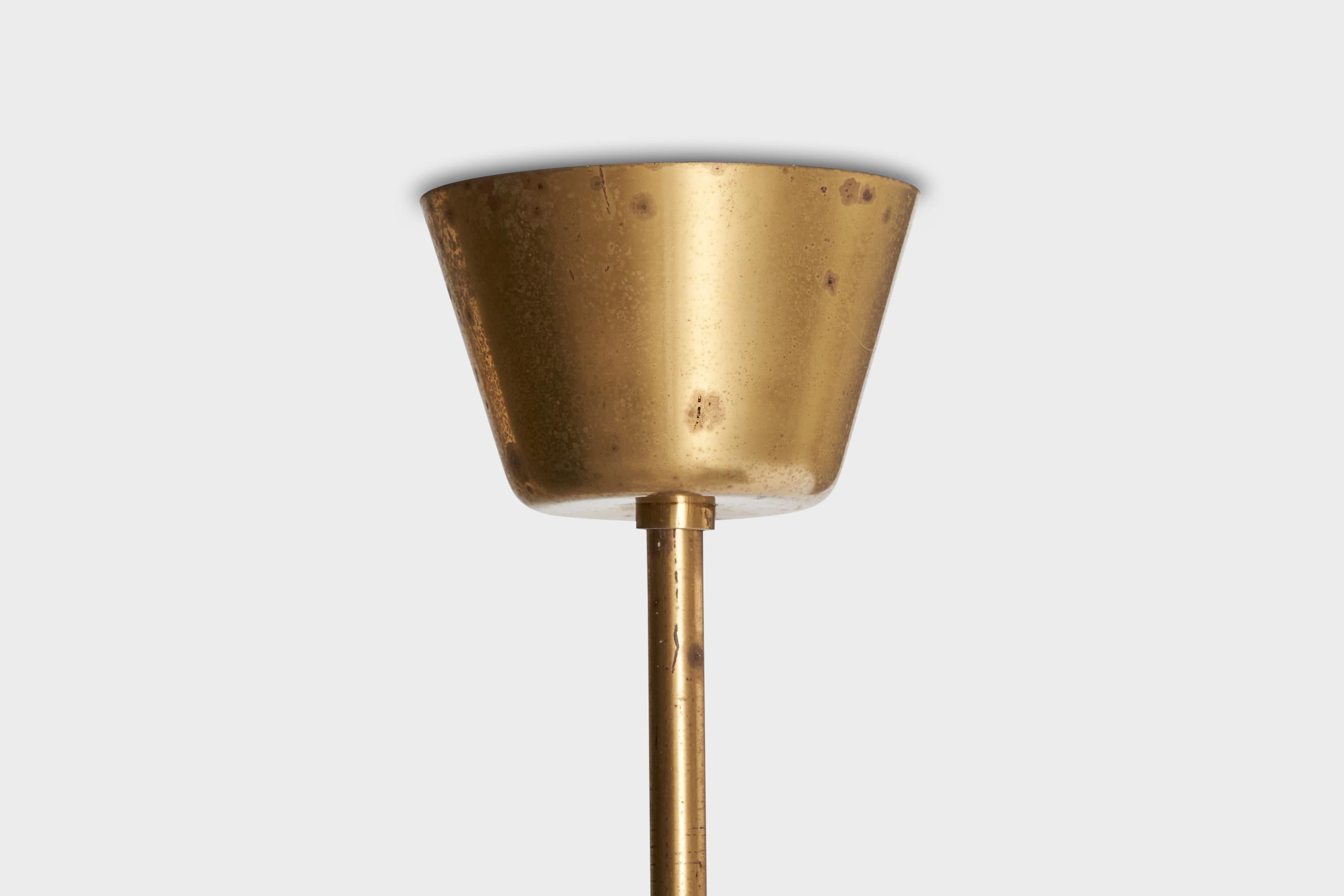 Lustre, laiton, verre, Suède, années 1940 en vente 3