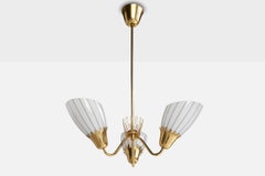 ASEA, Chandelier, Brass, Glass, Sweden, 1940s