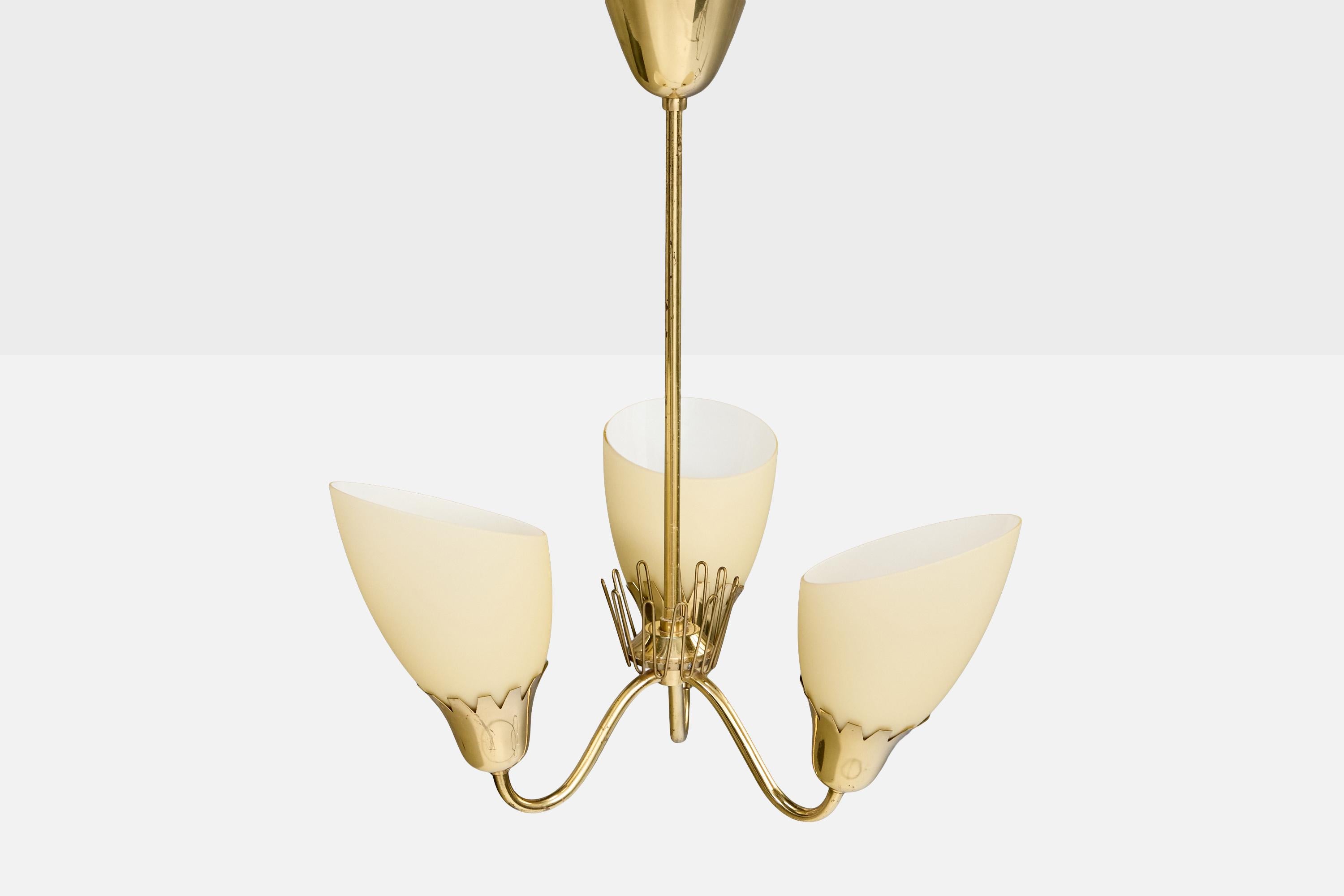 Suédois ASEA, lustre, laiton, verre, Suède, années 1940 en vente