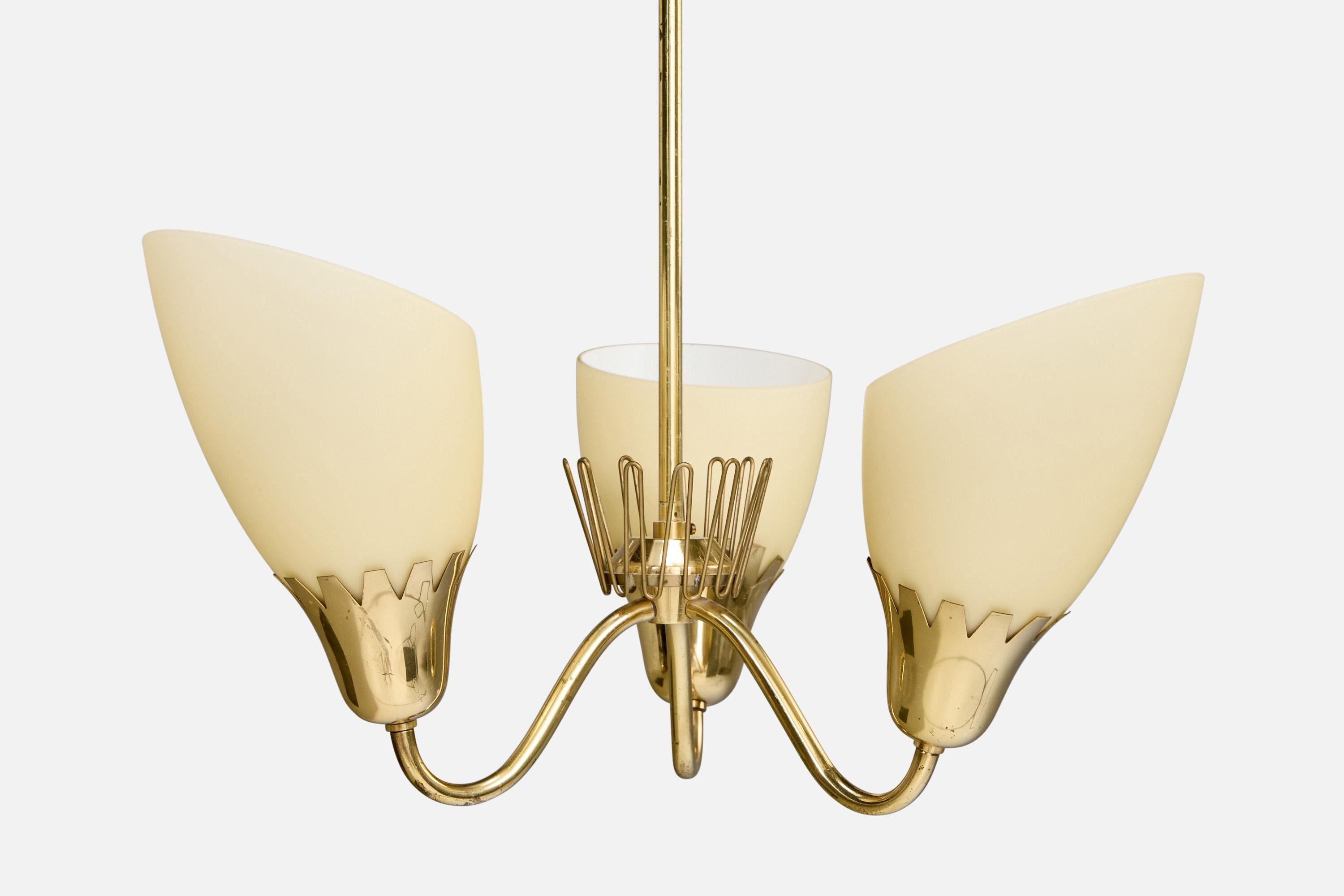 ASEA, lustre, laiton, verre, Suède, années 1940 Bon état - En vente à High Point, NC