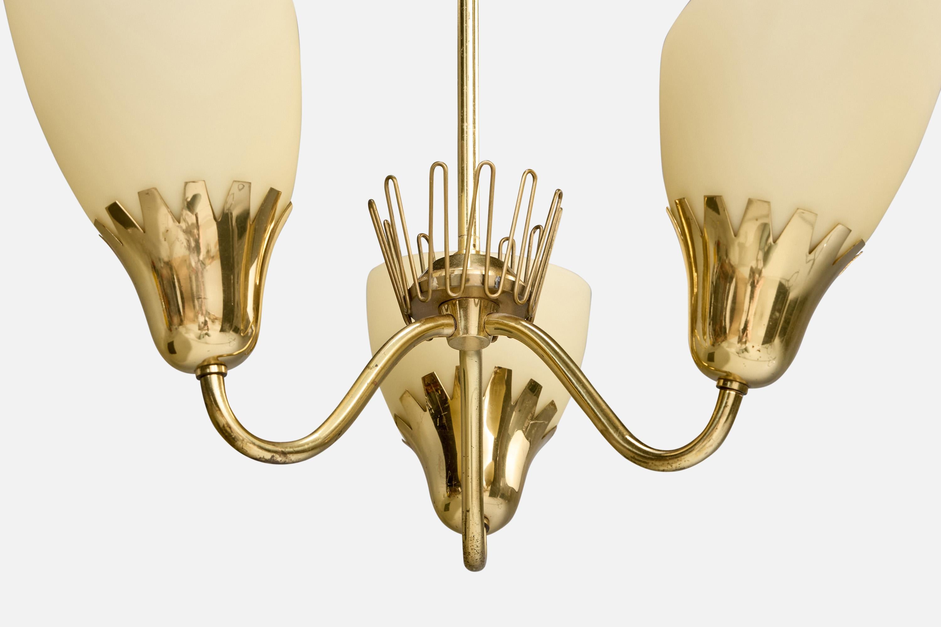 Milieu du XXe siècle ASEA, lustre, laiton, verre, Suède, années 1940 en vente