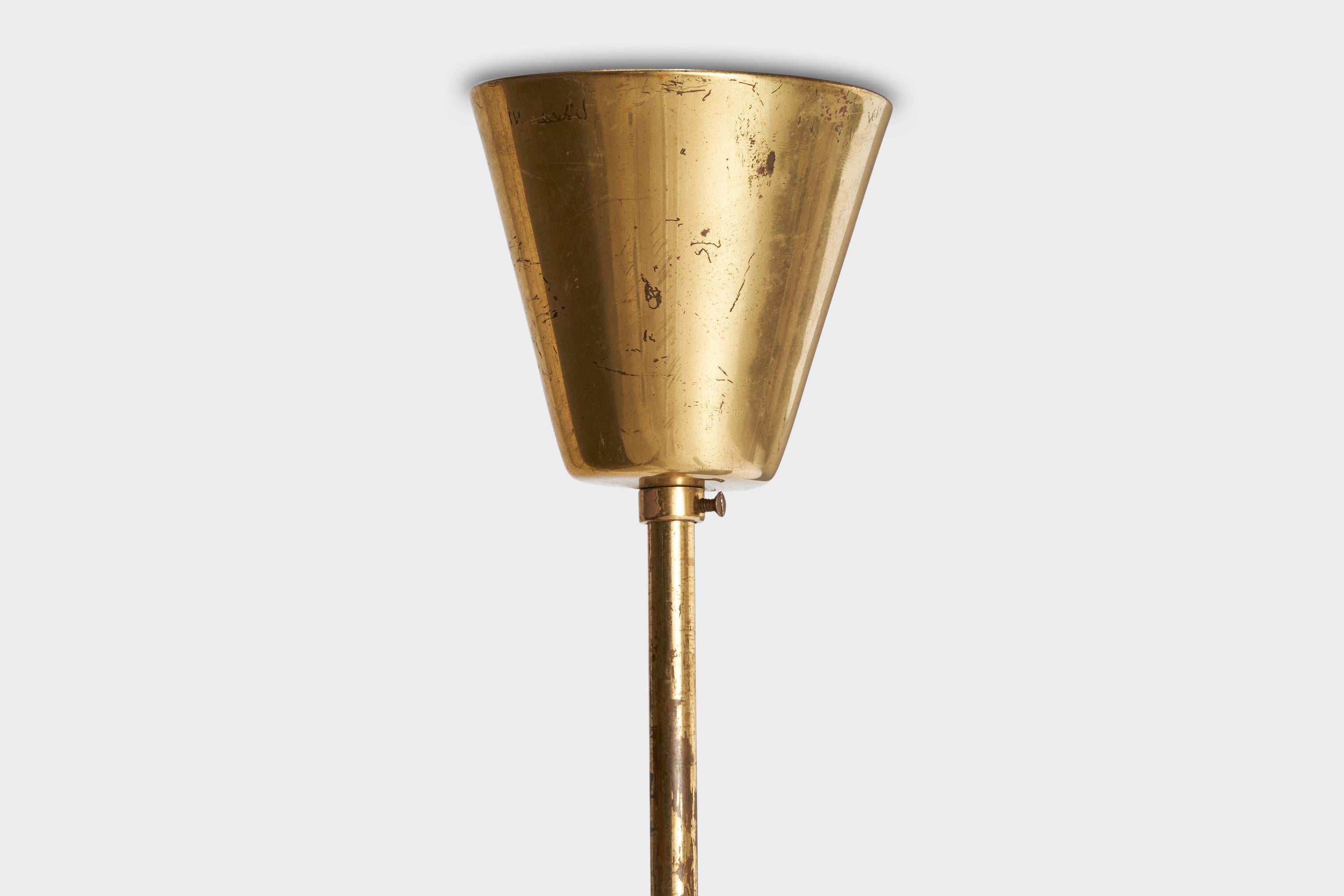 Asea, Chandelier, Brass, Glass, Sweden, 1940s For Sale 2