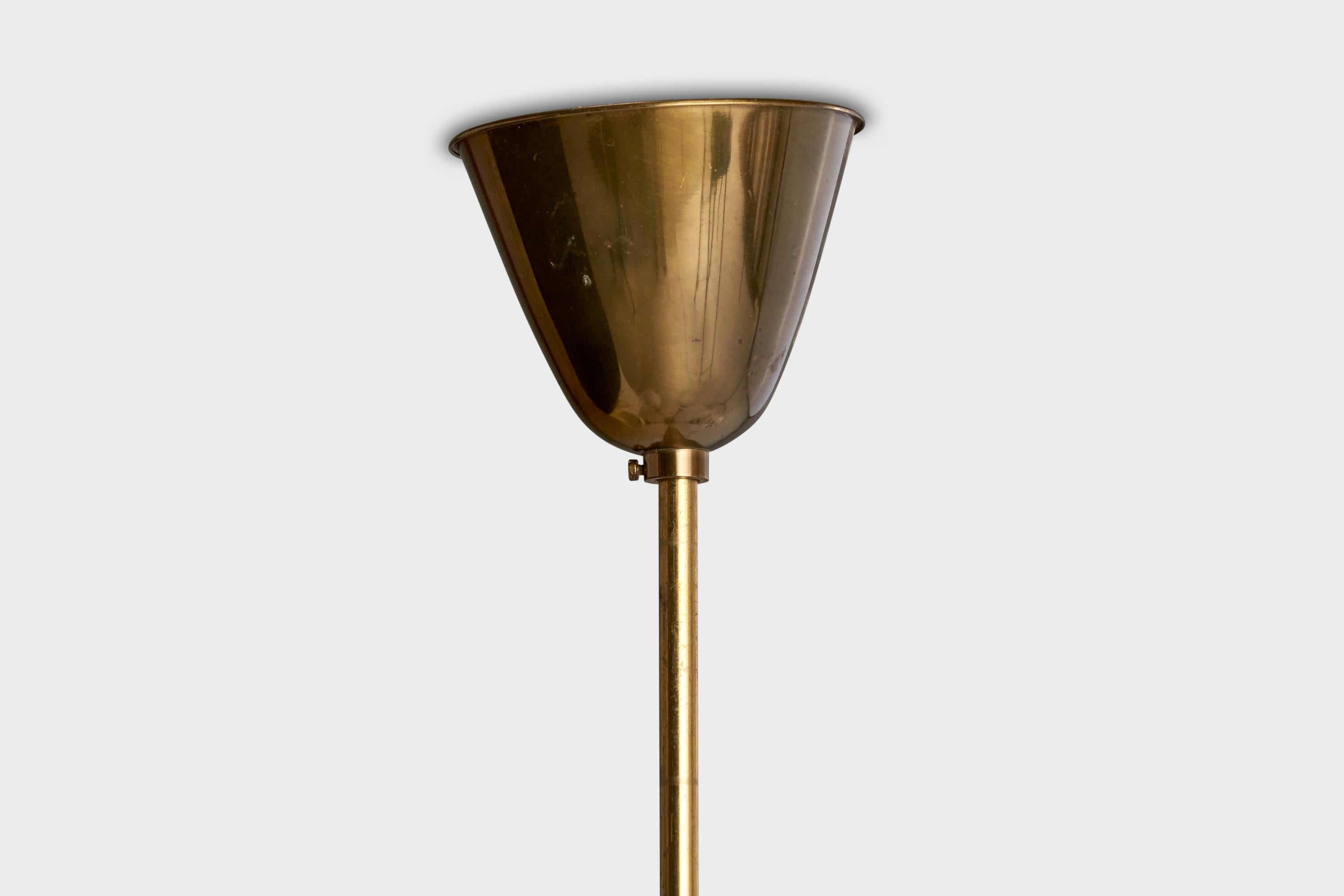ASEA, Chandelier, Brass, Glass, Sweden, 1940s 3