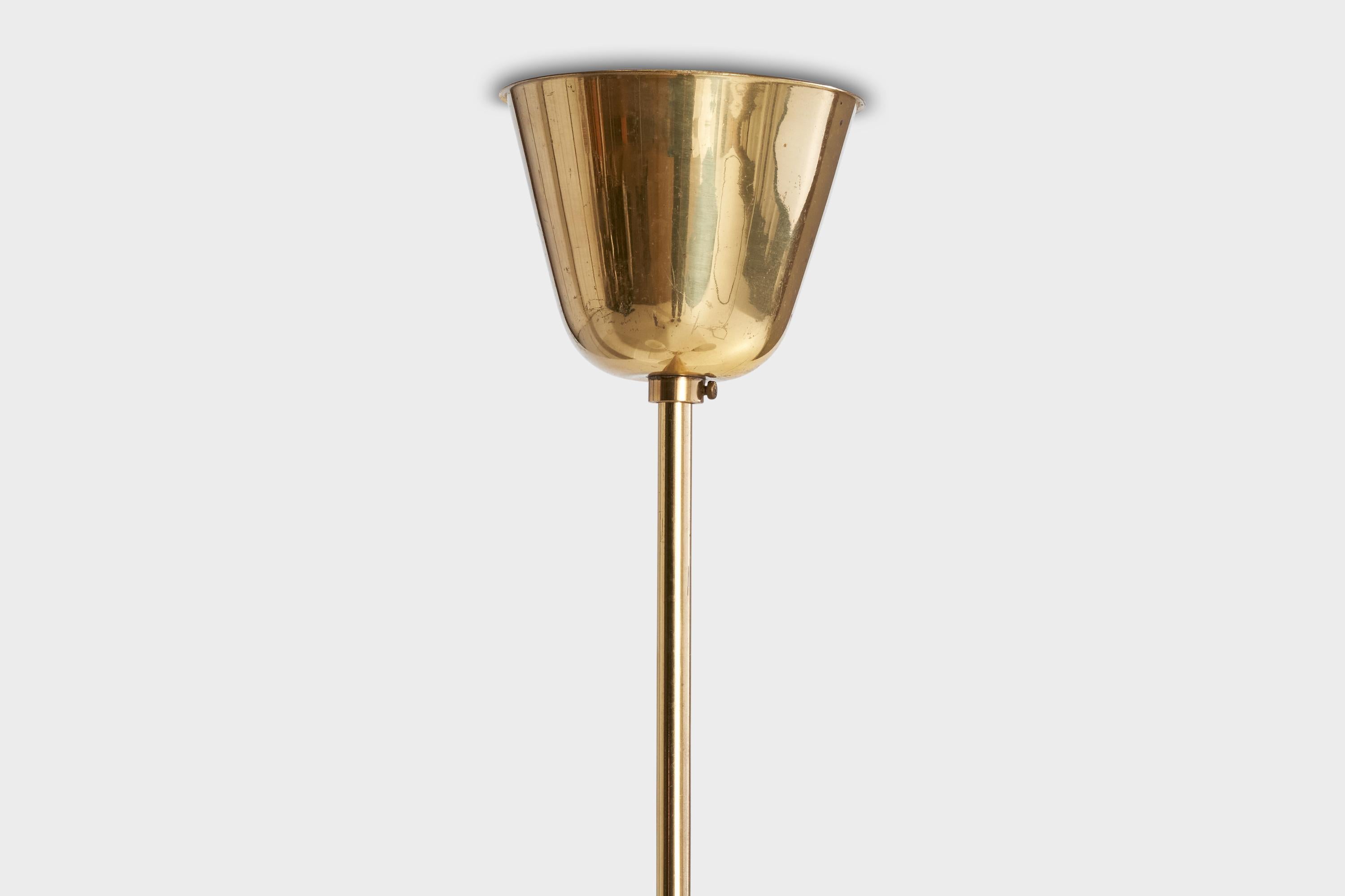 ASEA, Chandelier, Brass, Glass, Sweden, 1940s For Sale 3