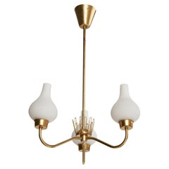 Lustre, laiton, verre, Suède, années 1940