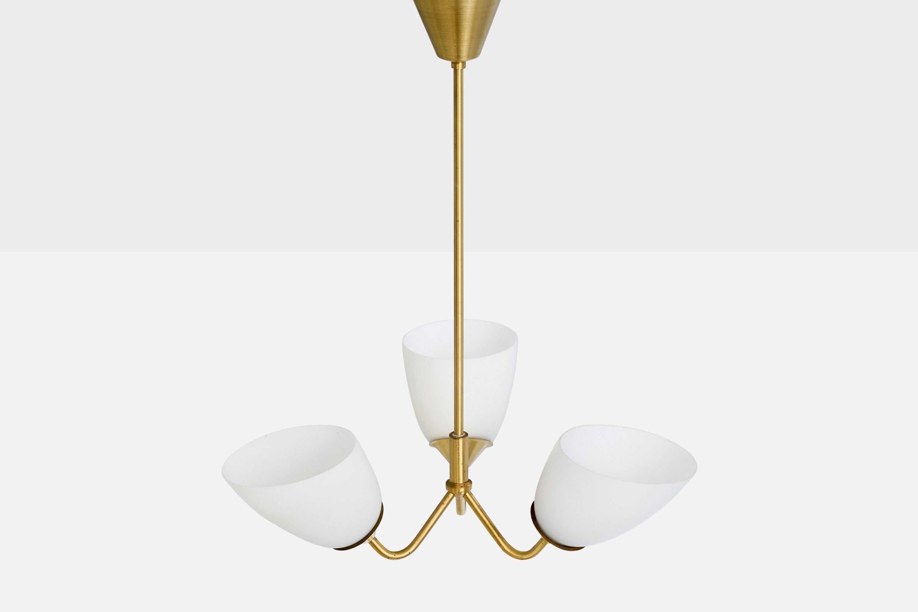 ASEA, Lampadario, Ottone, Vetro, Svezia, anni '1950 In condizioni buone in vendita a High Point, NC