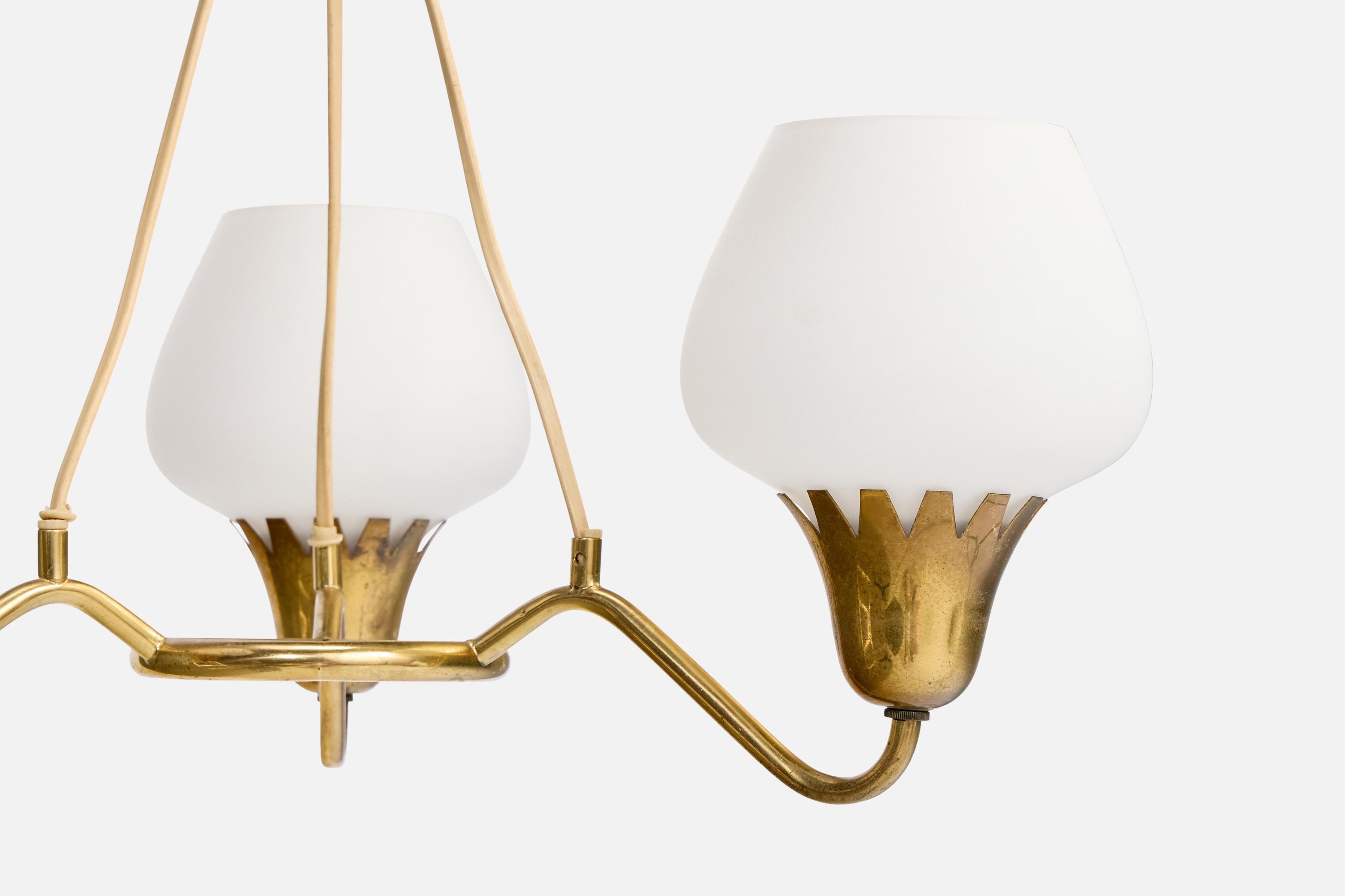 ASEA, lustre, laiton, verre, Suède, années 1950 Bon état - En vente à High Point, NC