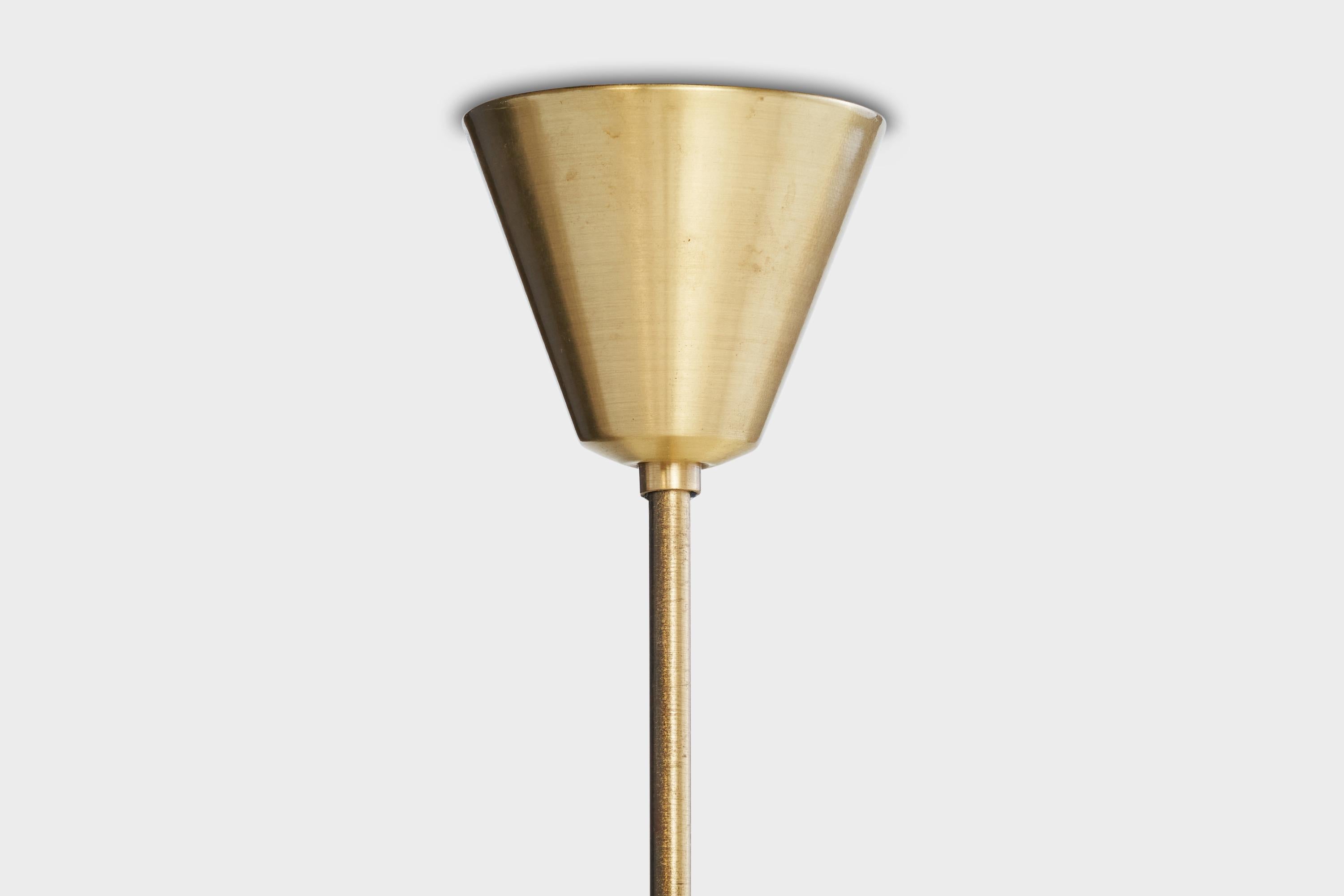 ASEA, Lampadario, Ottone, Vetro, Svezia, anni '1950 in vendita 3