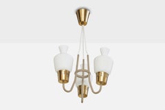 ASEA, Chandelier, Brass, Iron, Glass, Sweden, 1950s
