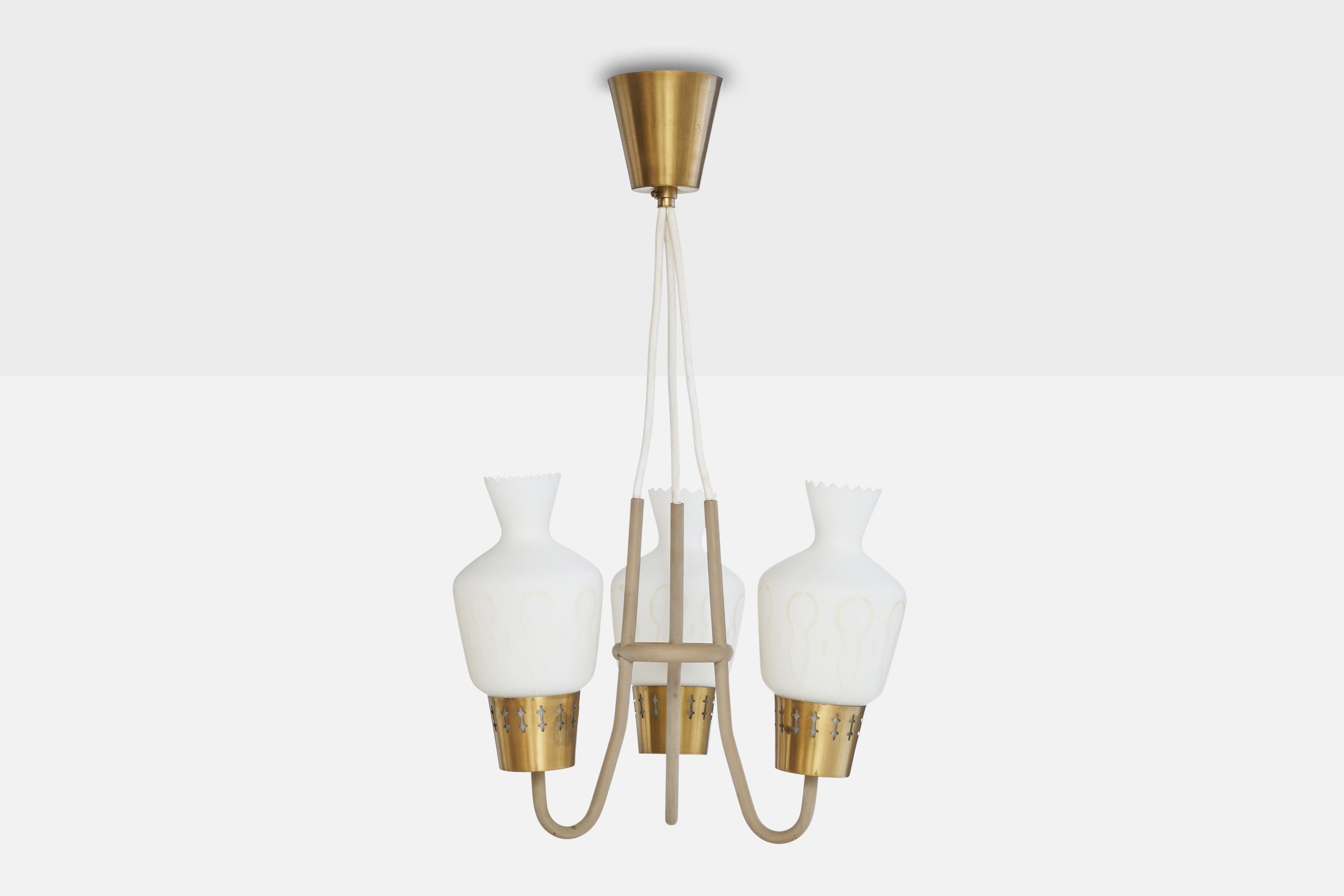 Suédois ASEA, lustre, laiton, fer, verre, Suède, années 1950 en vente
