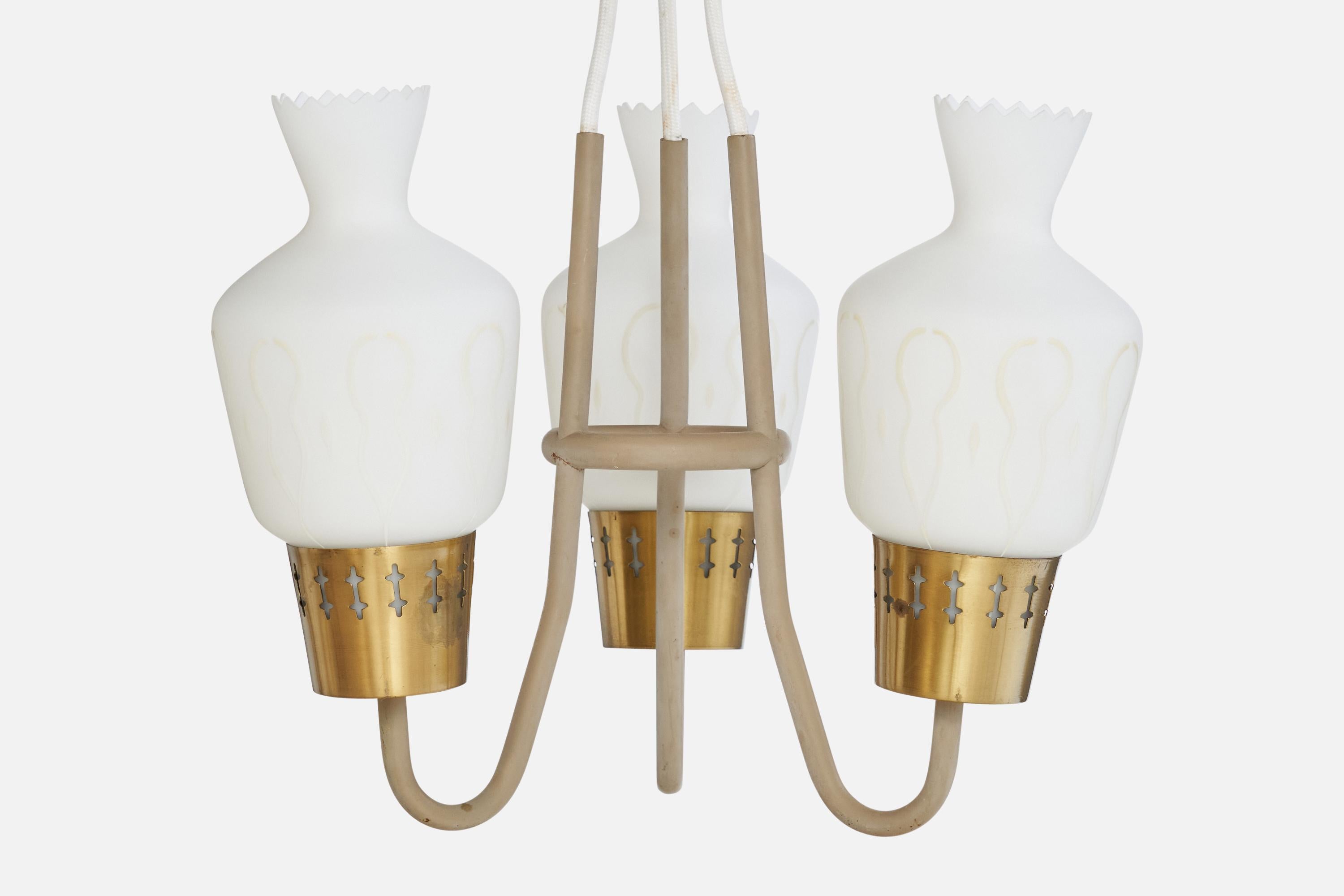 Milieu du XXe siècle ASEA, lustre, laiton, fer, verre, Suède, années 1950 en vente