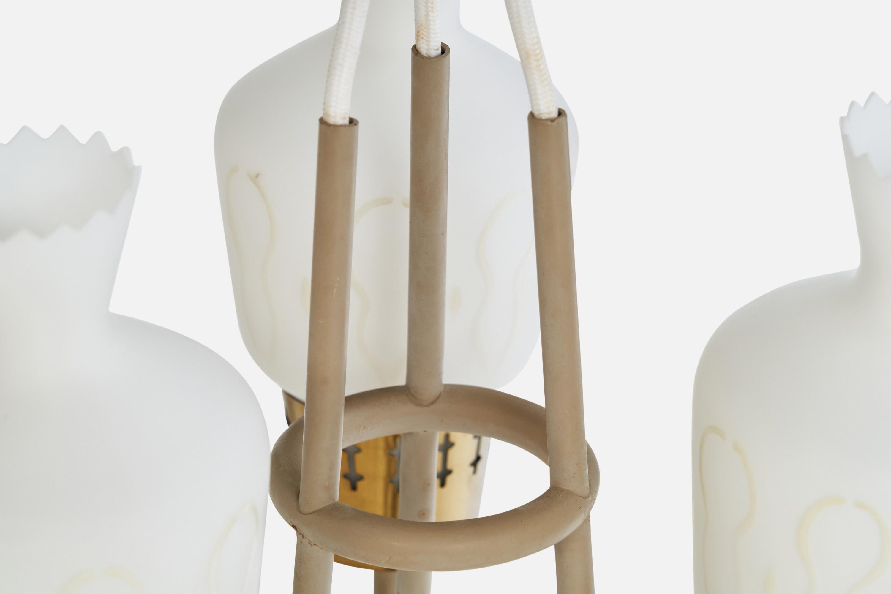 ASEA, lustre, laiton, fer, verre, Suède, années 1950 en vente 3