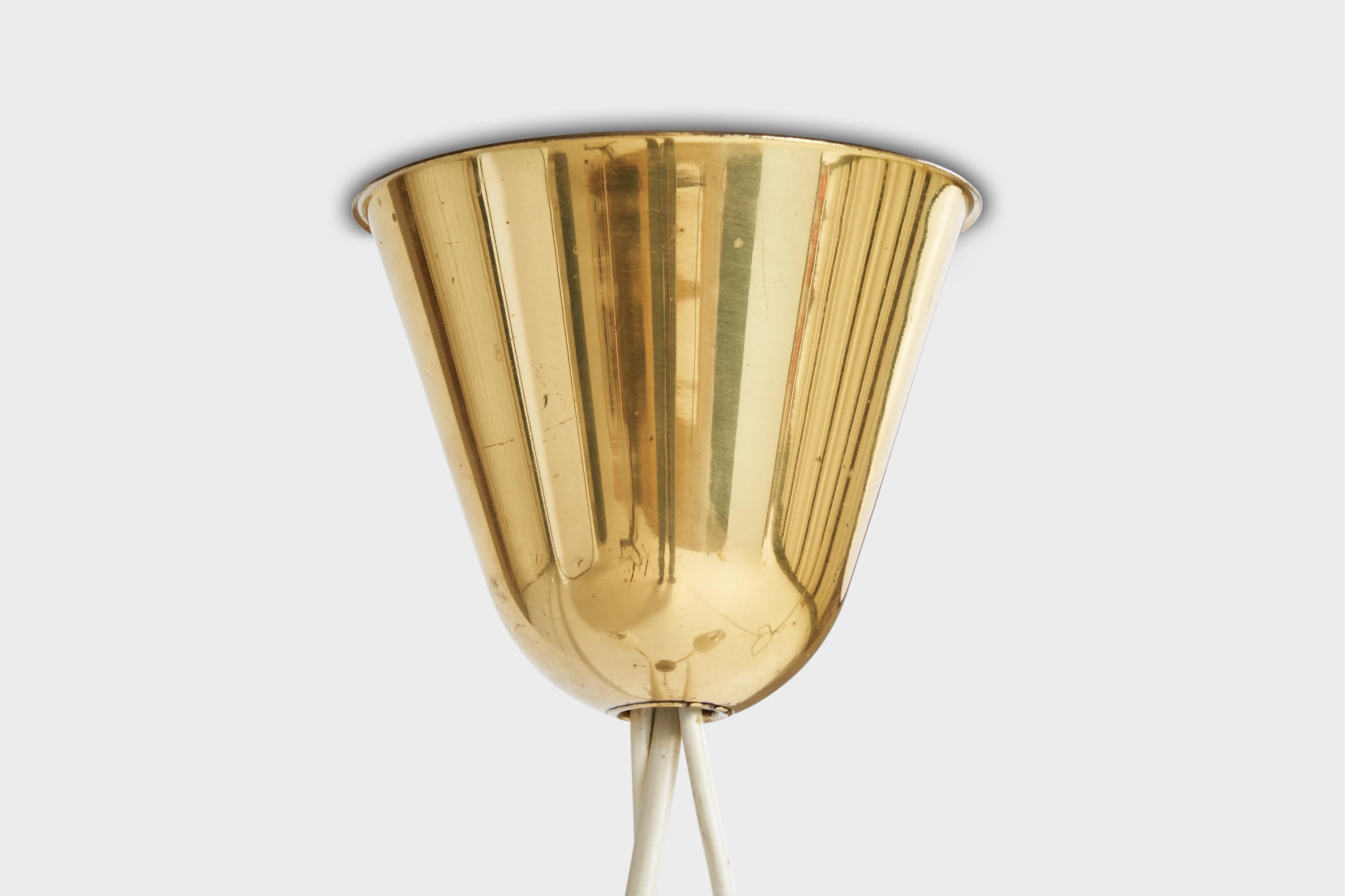 ASEA, Lampadario, Ottone, Oak, Tessuto, Svezia, anni '40 in vendita 4