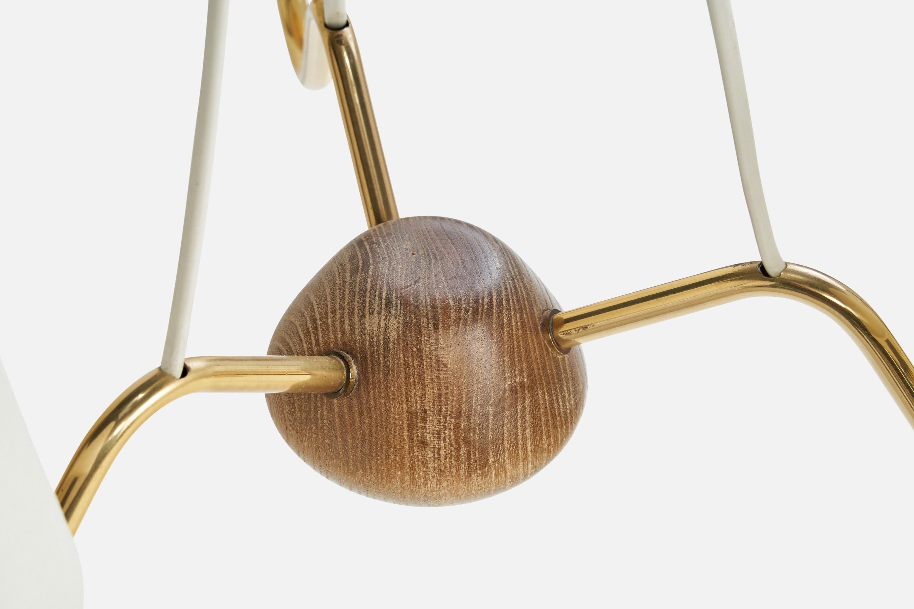 ASEA, Lampadario, Ottone, Oak, Tessuto, Svezia, anni '40 in vendita 2