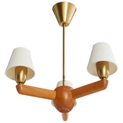 ASEA, lustre, laiton, chêne, tissu, Suède, années 1940