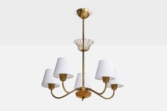 ASEA, lustre, laiton, chêne, tissu, Suède, années 1950