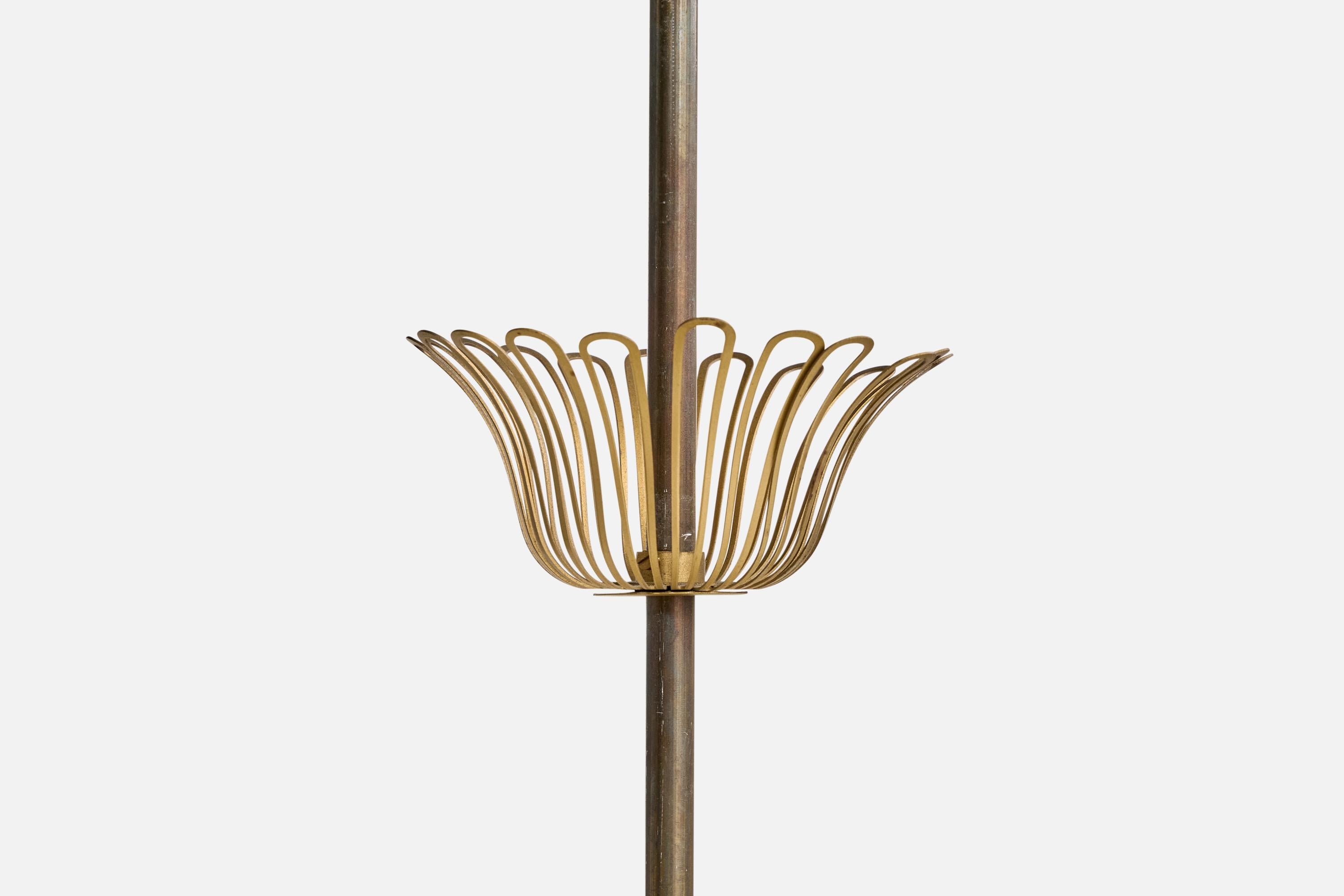 ASEA, Chandelier, Brass, Oak, Fabric, Sweden, 1950s For Sale 3