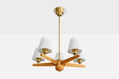 ASEA, Araña, Latón, Madera, Tela, Suecia, Años 1950