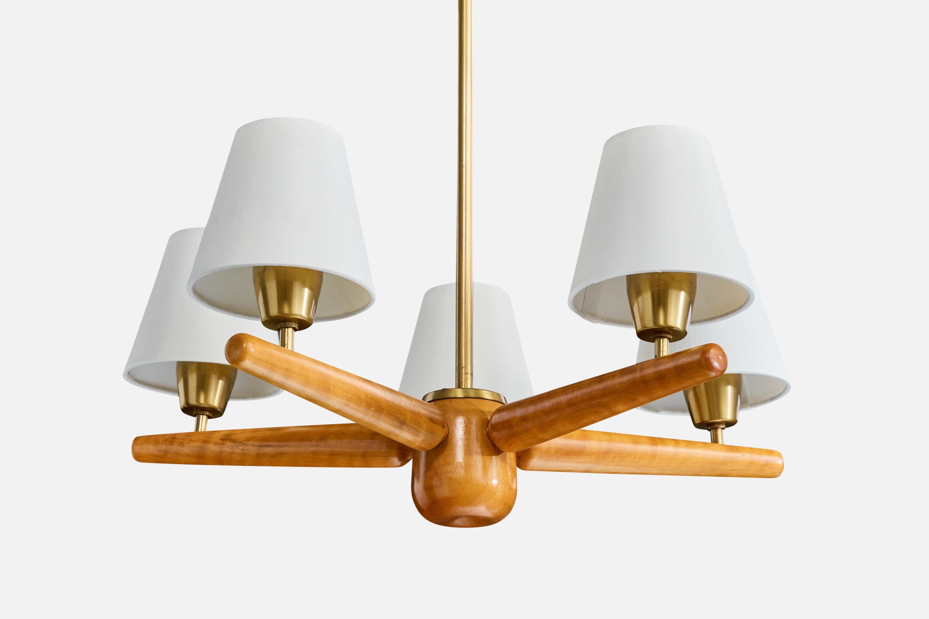 ASEA, lustre, laiton, bois, tissu, Suède, années 1950 Bon état - En vente à High Point, NC