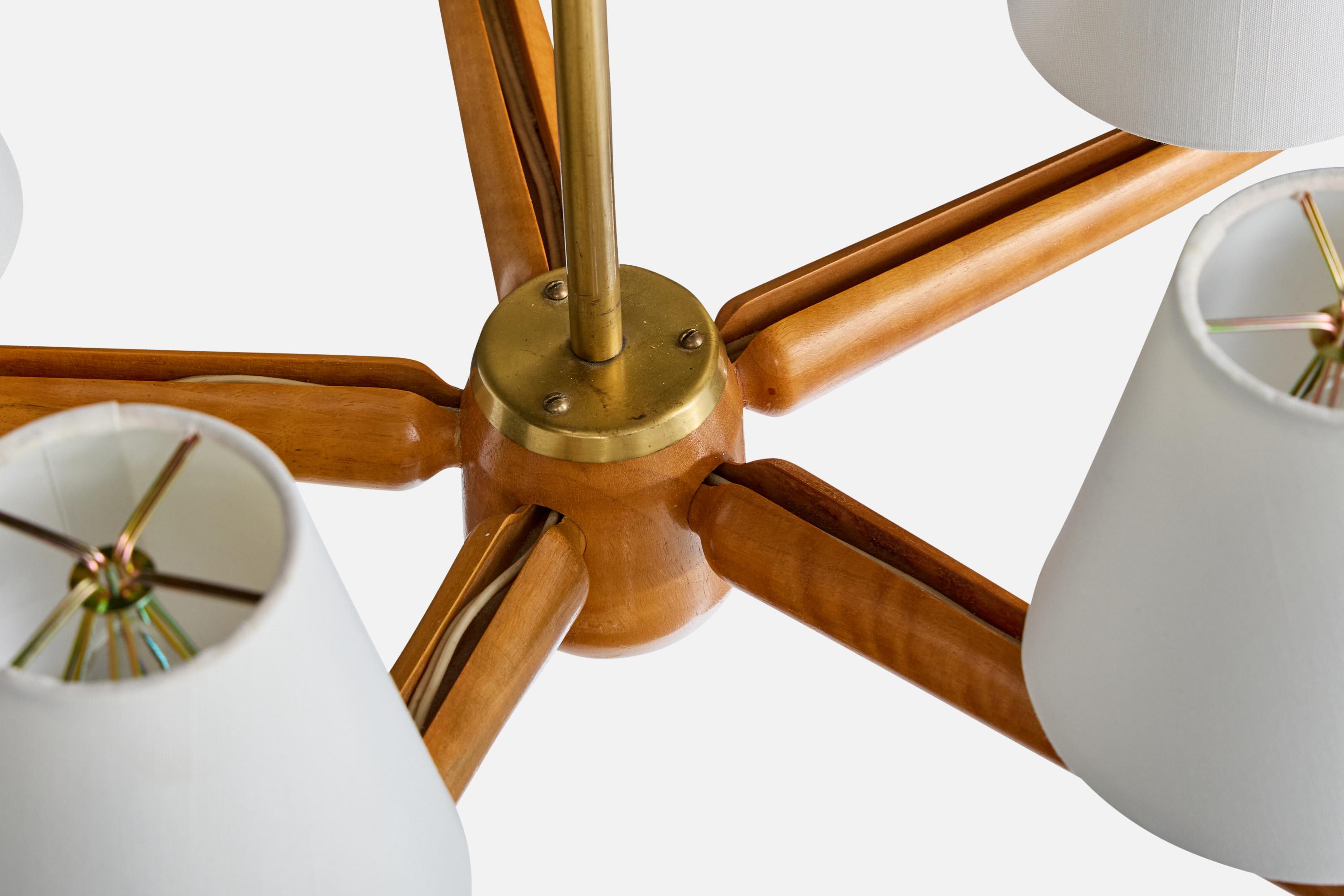 ASEA, lustre, laiton, bois, tissu, Suède, années 1950 en vente 1