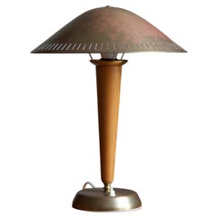 ASEA, Desk Light / Table Lamp, Brass, Elm, Sweden, 1940s