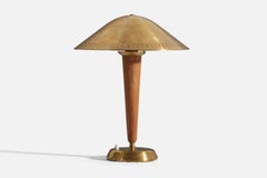 ASEA, Desk Light / Table Lamp, Brass, Elm, Sweden, 1940s