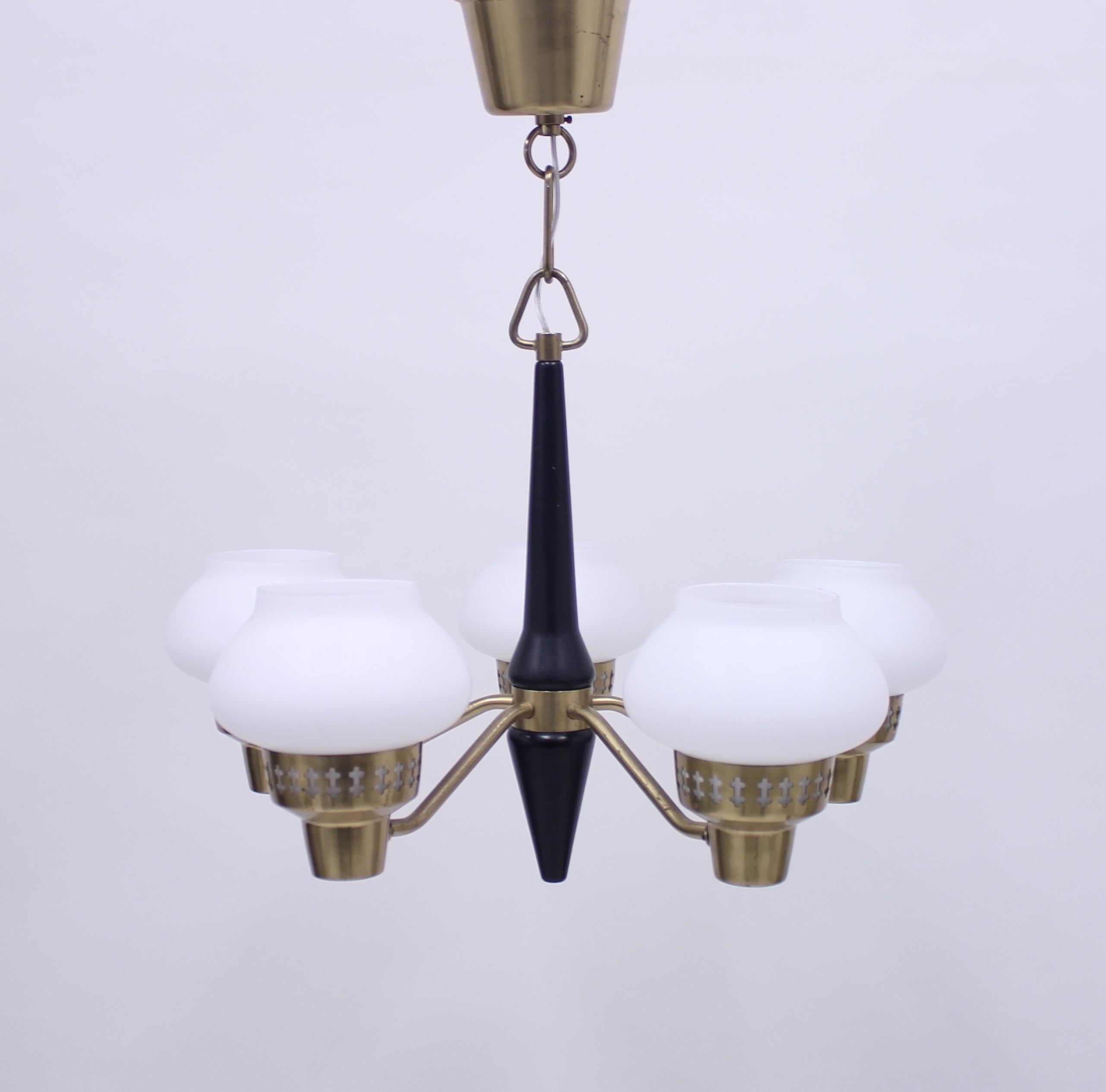Scandinavian Modern ASEA Five-Light Ceiling Lamp, 1950s
