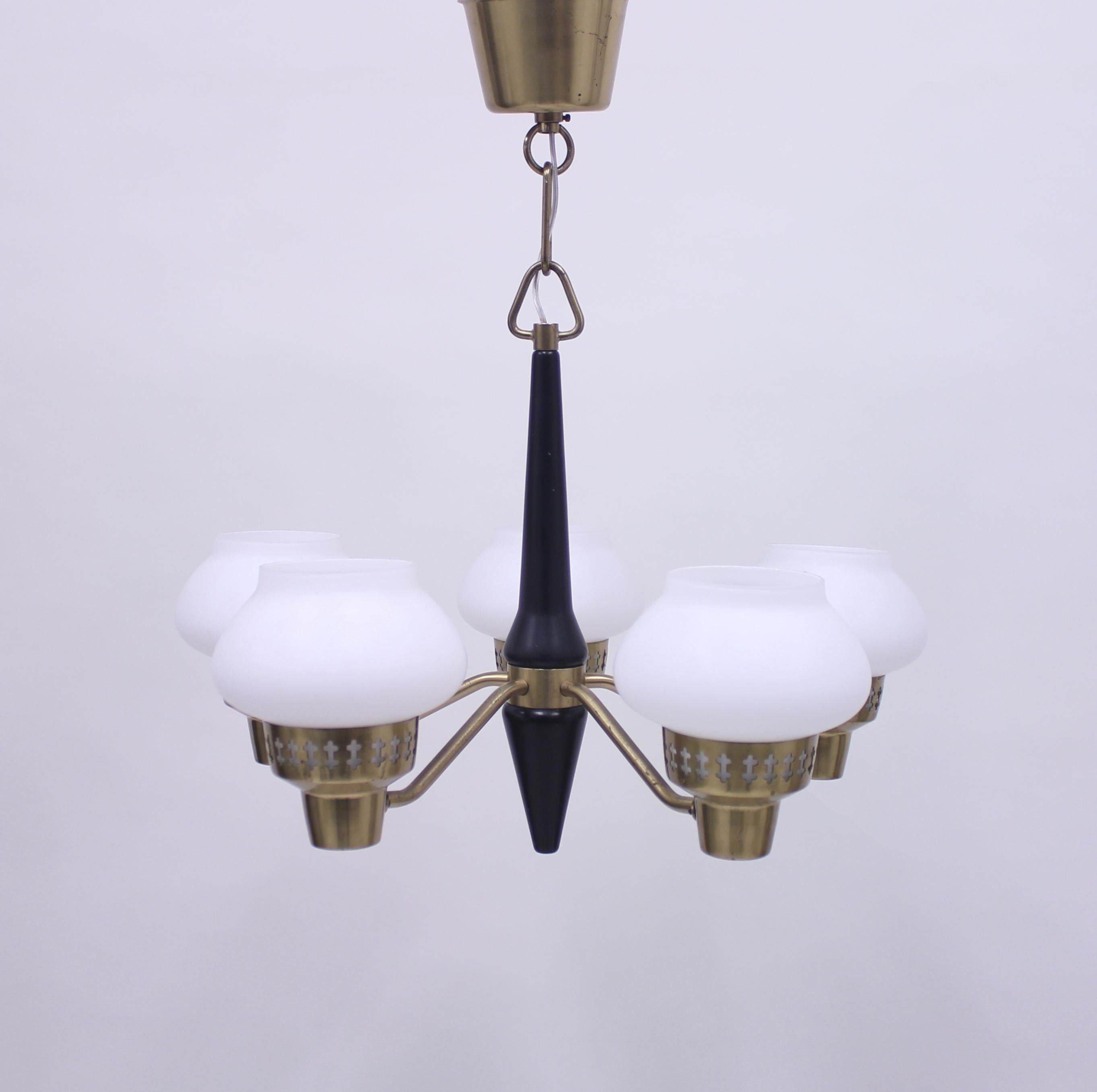 Swedish ASEA Five-Light Ceiling Lamp, 1950s