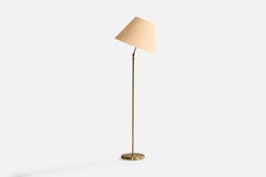 Asea-Stehleuchte, Messing, Stoff, Schweden, 1940er Jahre