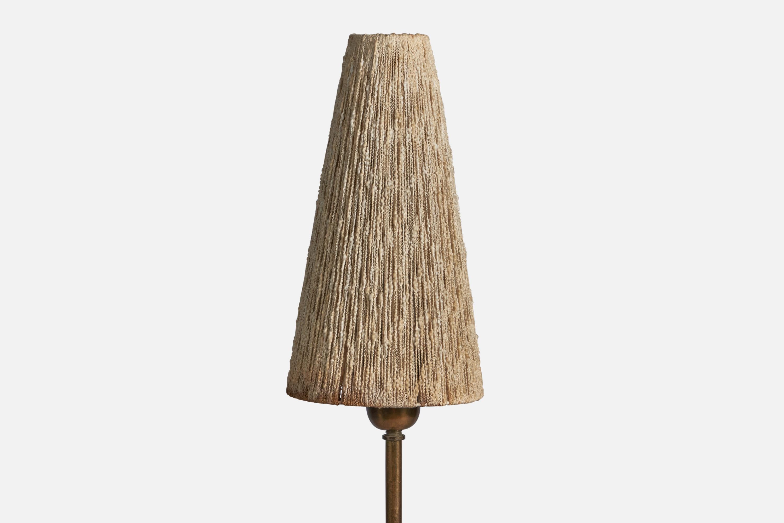 Scandinavian Modern ASEA, Floor Lamp, Brass, Fabric, Sweden, 1940s For Sale