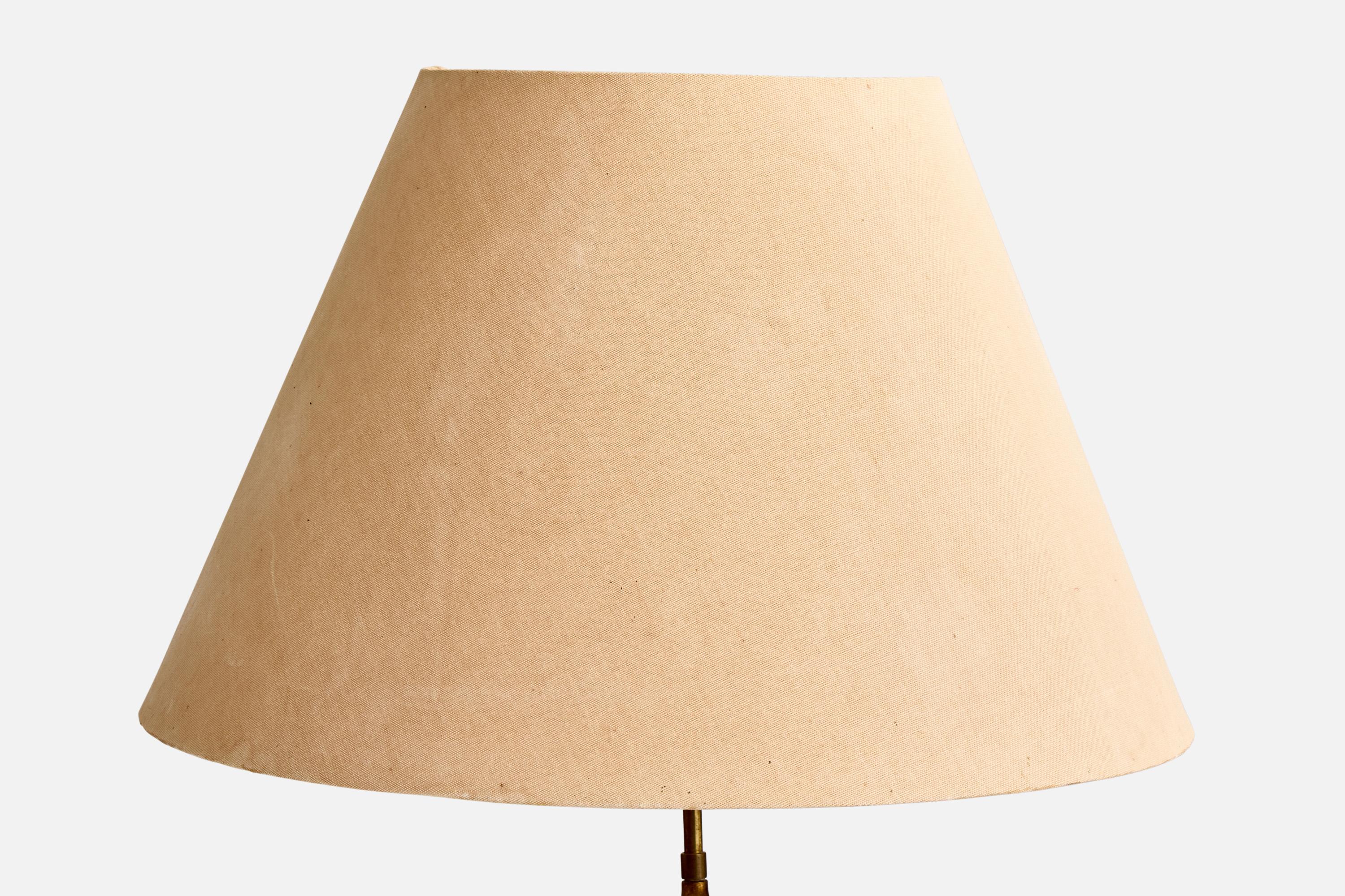 Suédois Lampadaire Asea, laiton, tissu, Suède, années 1940 en vente