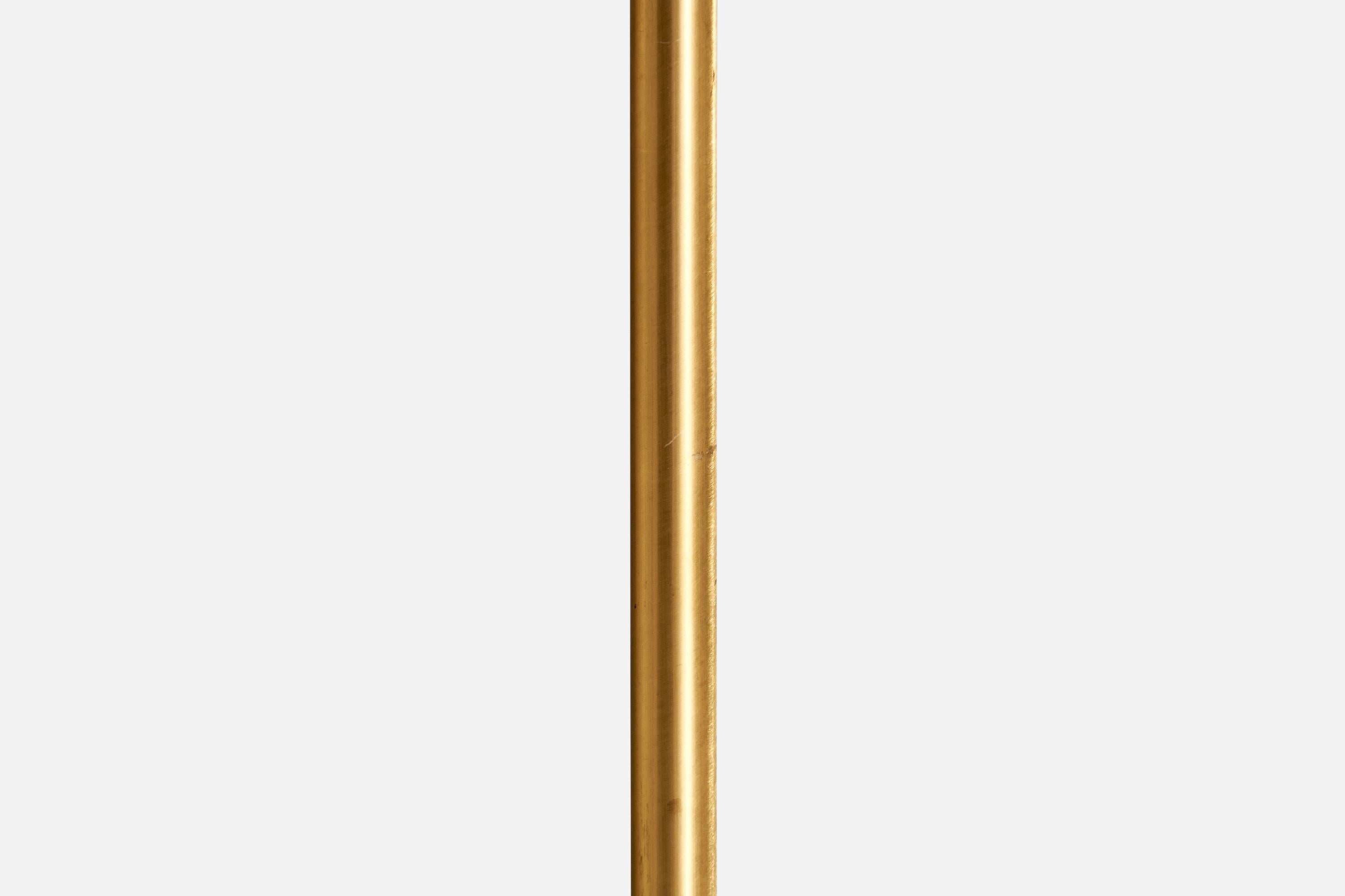 Milieu du XXe siècle ASEA, Lampadaire, Laiton, Tissu, Suède, Années 1940 en vente