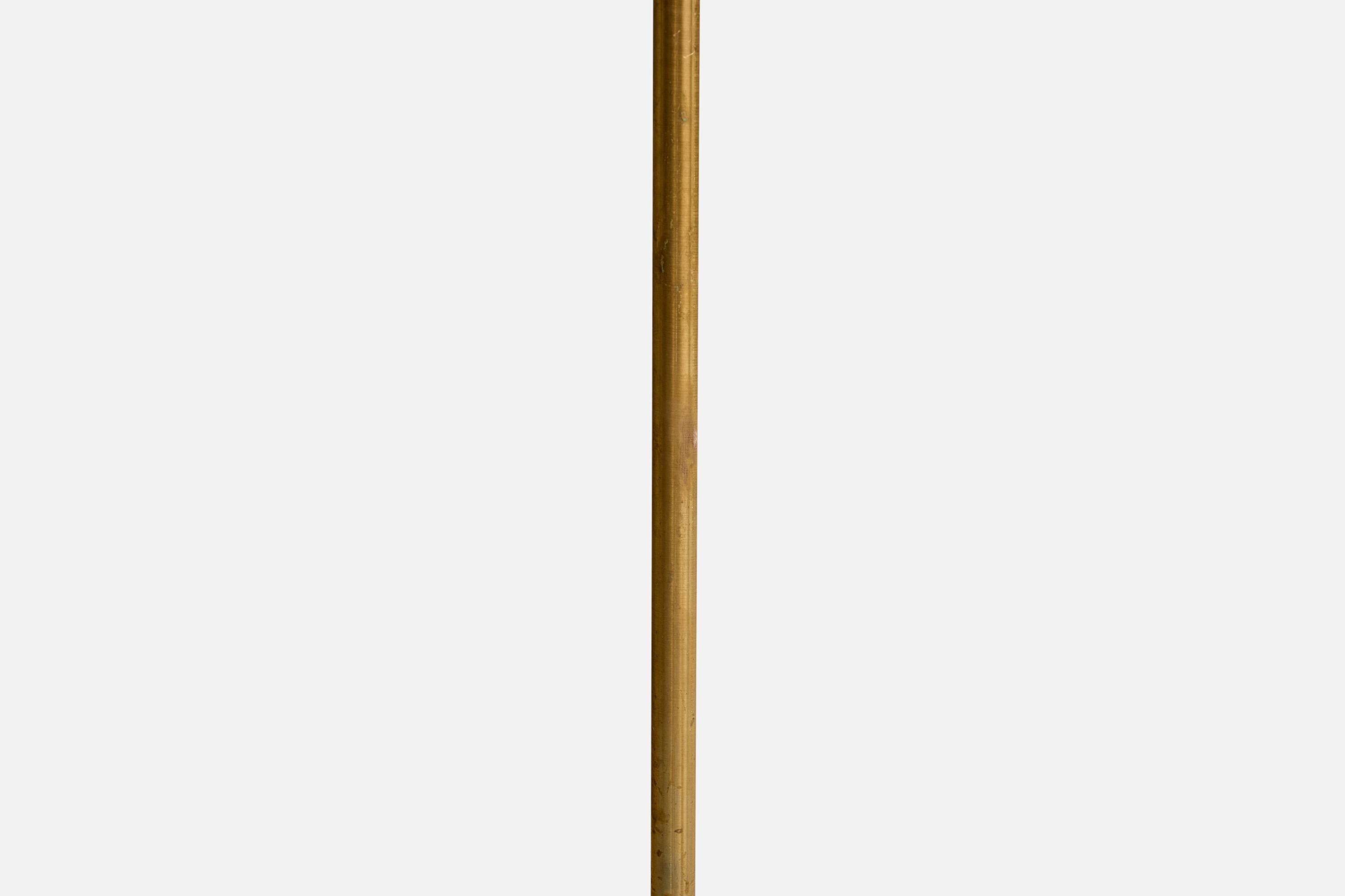 Milieu du XXe siècle Lampadaire Asea, laiton, tissu, Suède, années 1940 en vente