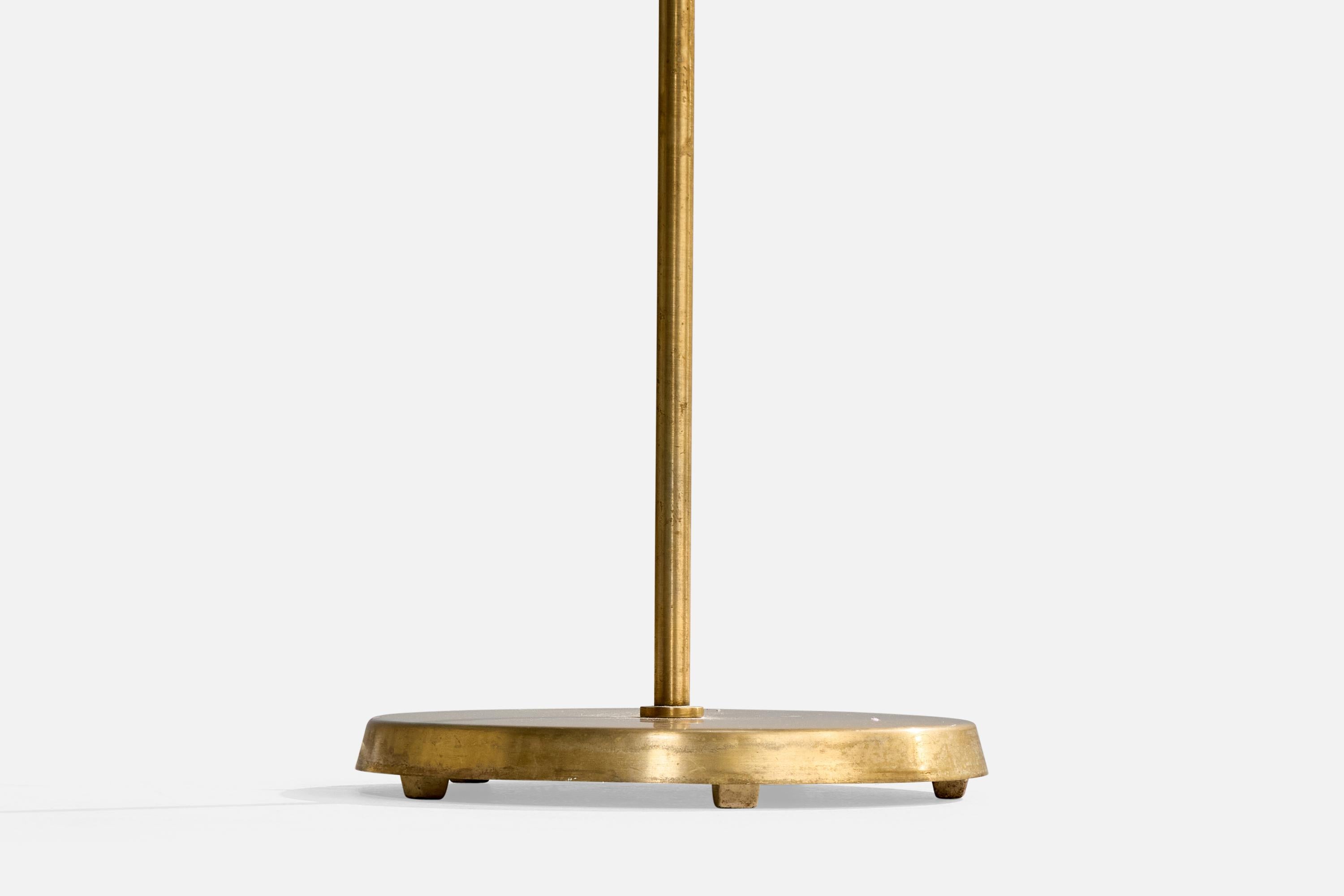 Lampadaire Asea, laiton, tissu, Suède, années 1940 en vente 1