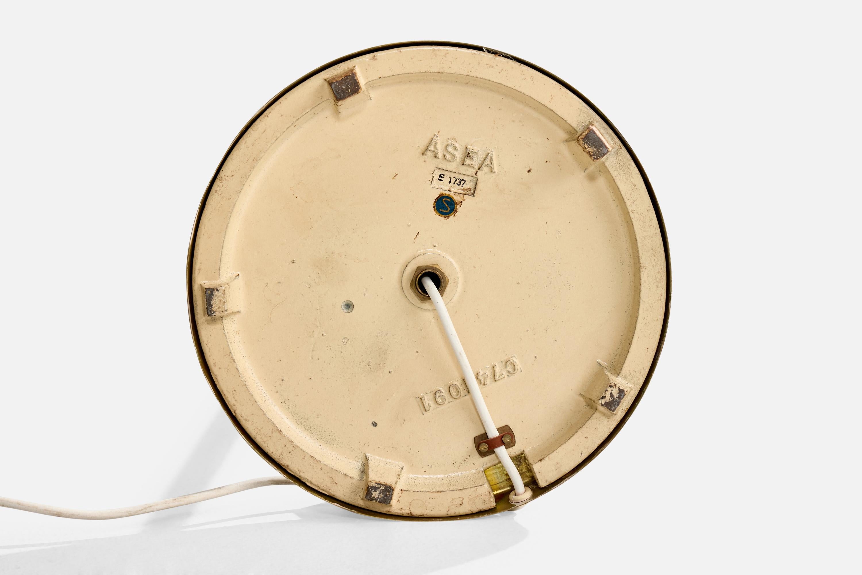 Lampadaire Asea, laiton, tissu, Suède, années 1940 en vente 2