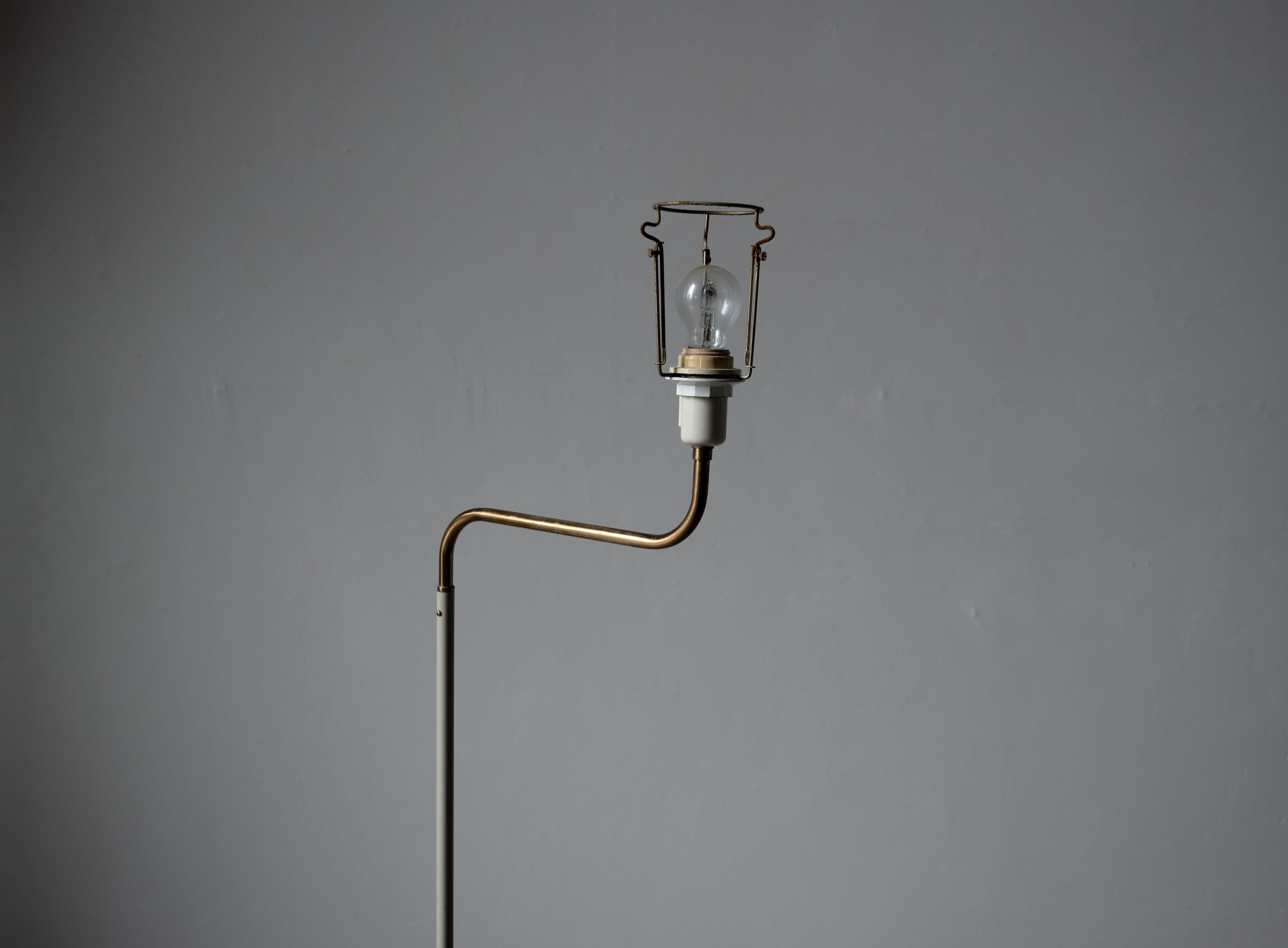 Swedish ASEA, Floor Lamp, Brass, Metal, Paper, Sweden, 1940s