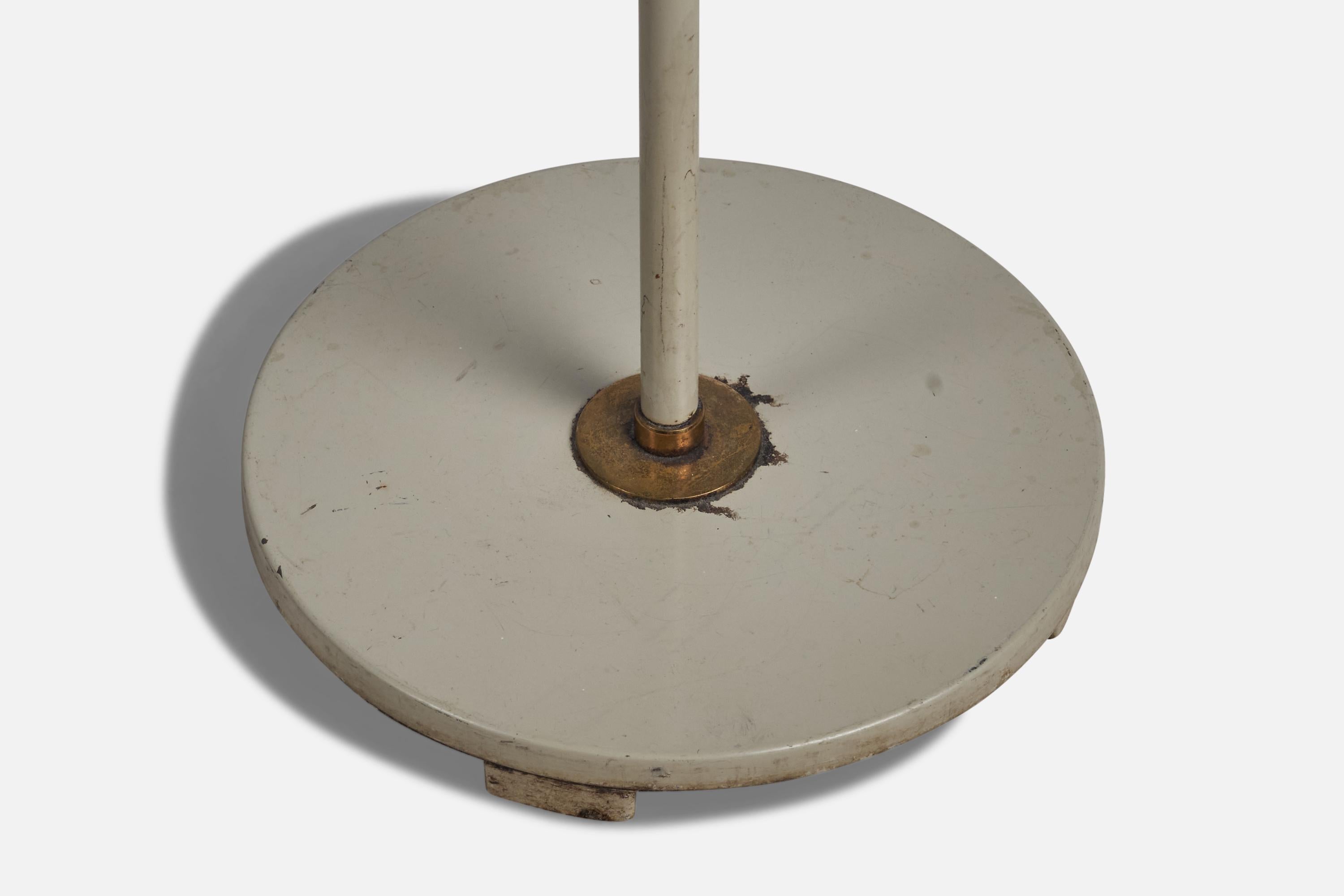 ASEA, Floor Lamp, Brass, Metal, Paper, Sweden, 1940s In Good Condition For Sale In High Point, NC