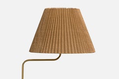 ASEA, Stehlampe, Messing, Raffia, Schweden, 1940er Jahre
