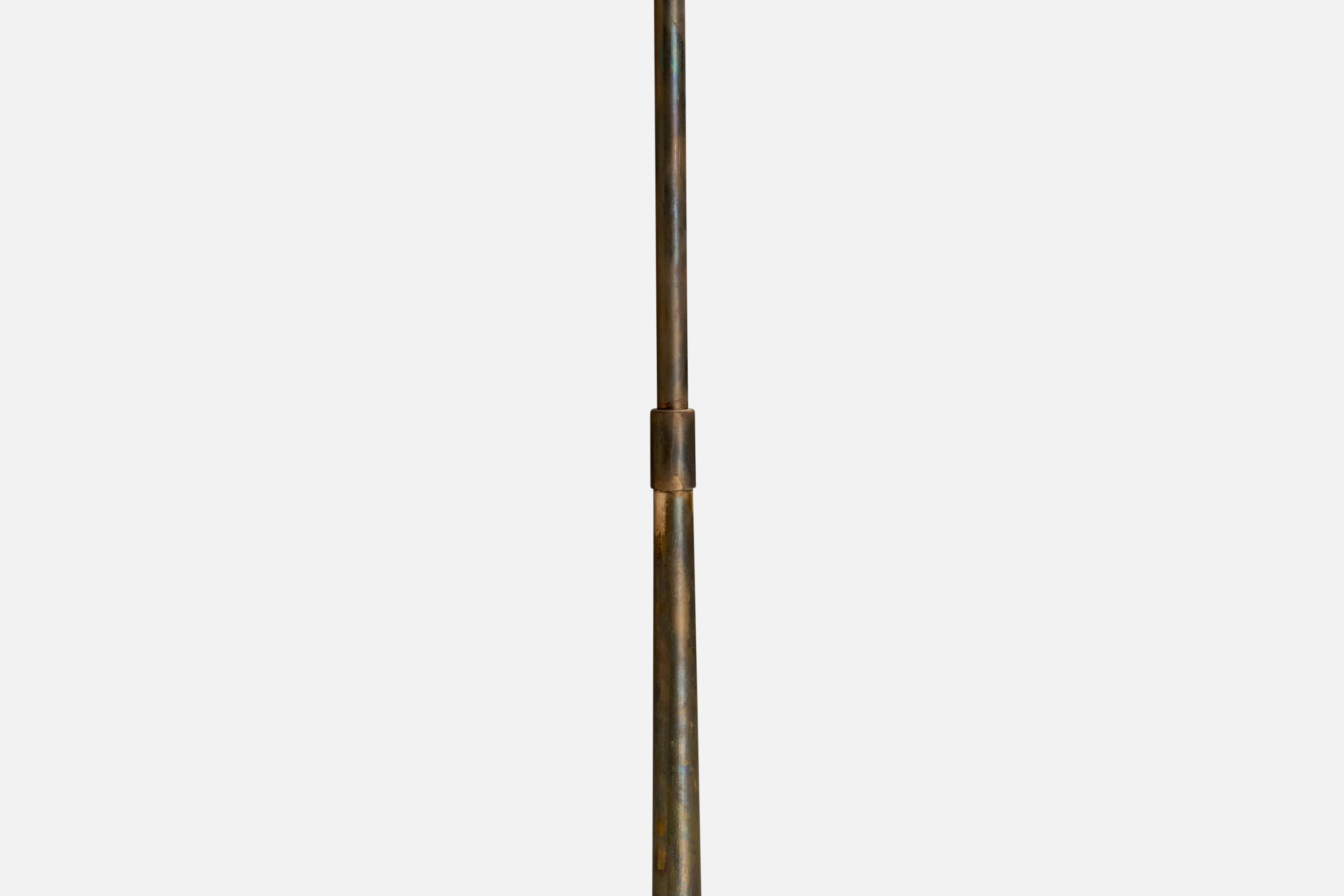 Swedish ASEA, Floor Lamp, Brass, Rattan, Sweden, 1940s For Sale