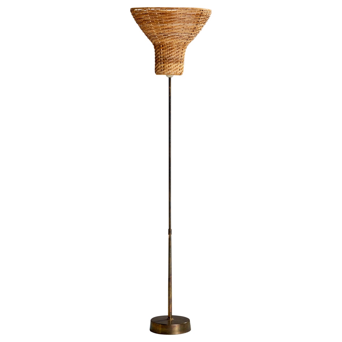 ASEA, Floor Lamp, Brass, Rattan, Sweden, 1940s