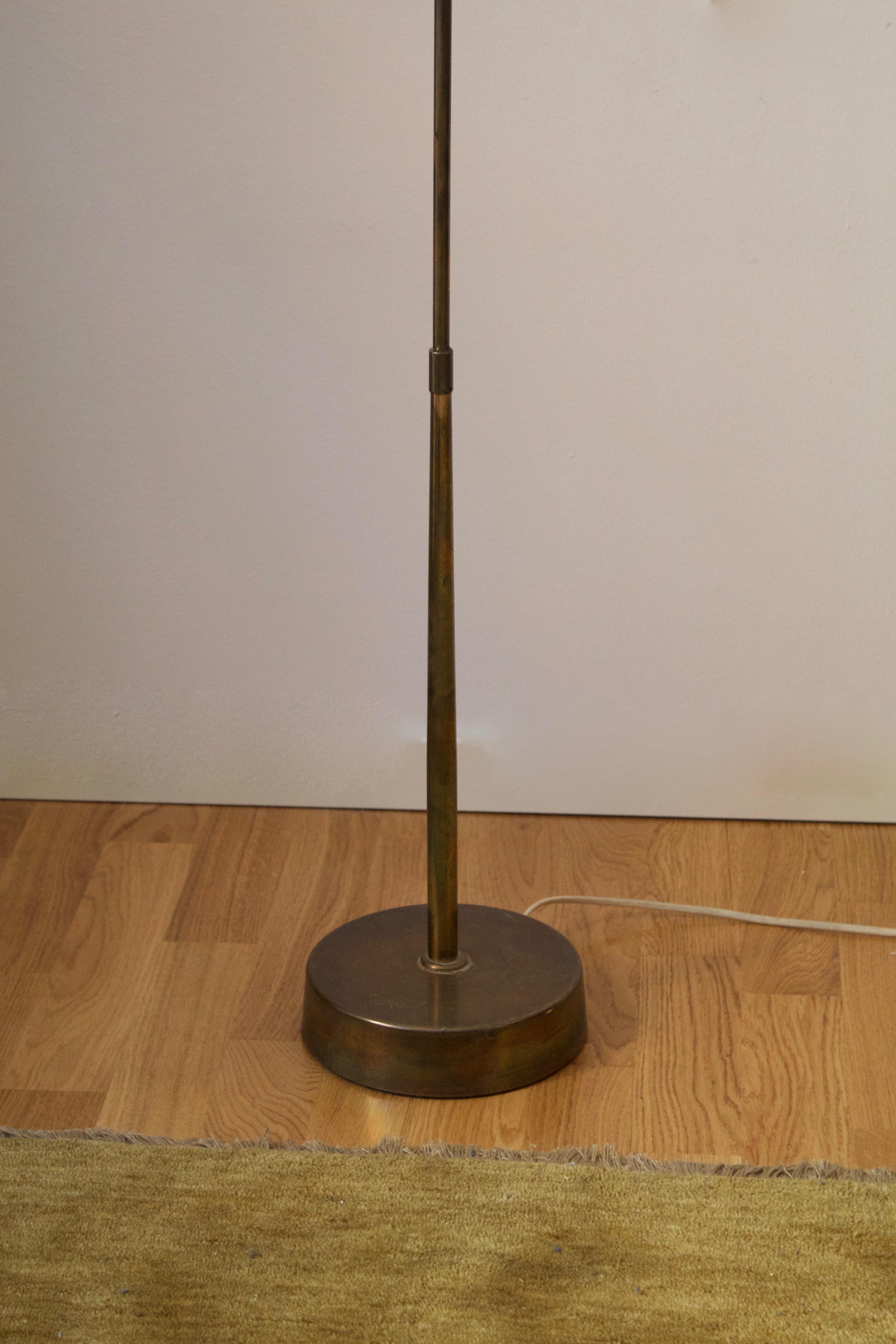 ASEA, Floor Lamp, Brass, Rattan, Sweden, 1950s In Good Condition In High Point, NC