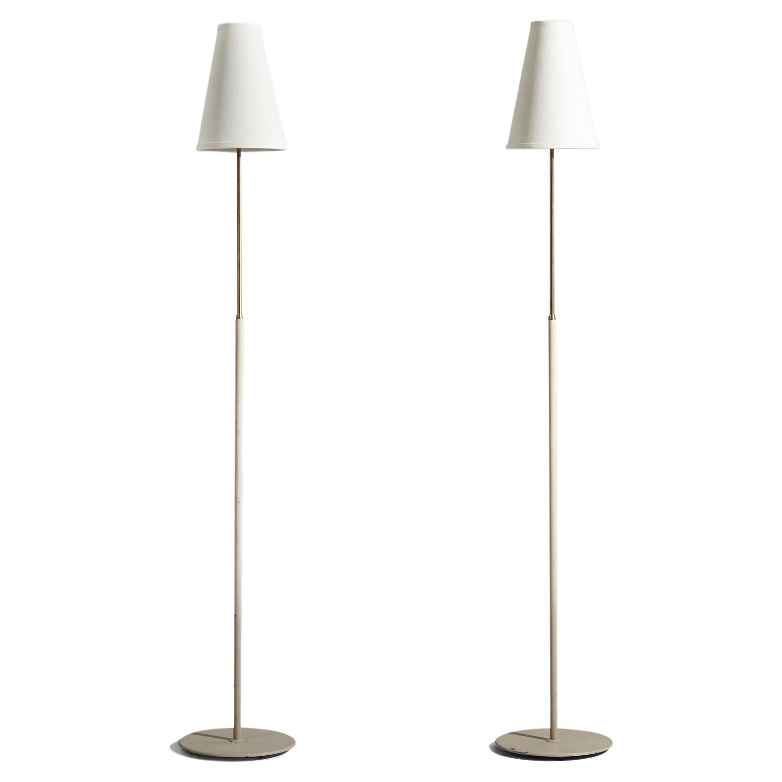 ASEA, Floor Lamps, Brass, Brass, Lacquered Metal, Sweden, 1970s For Sale