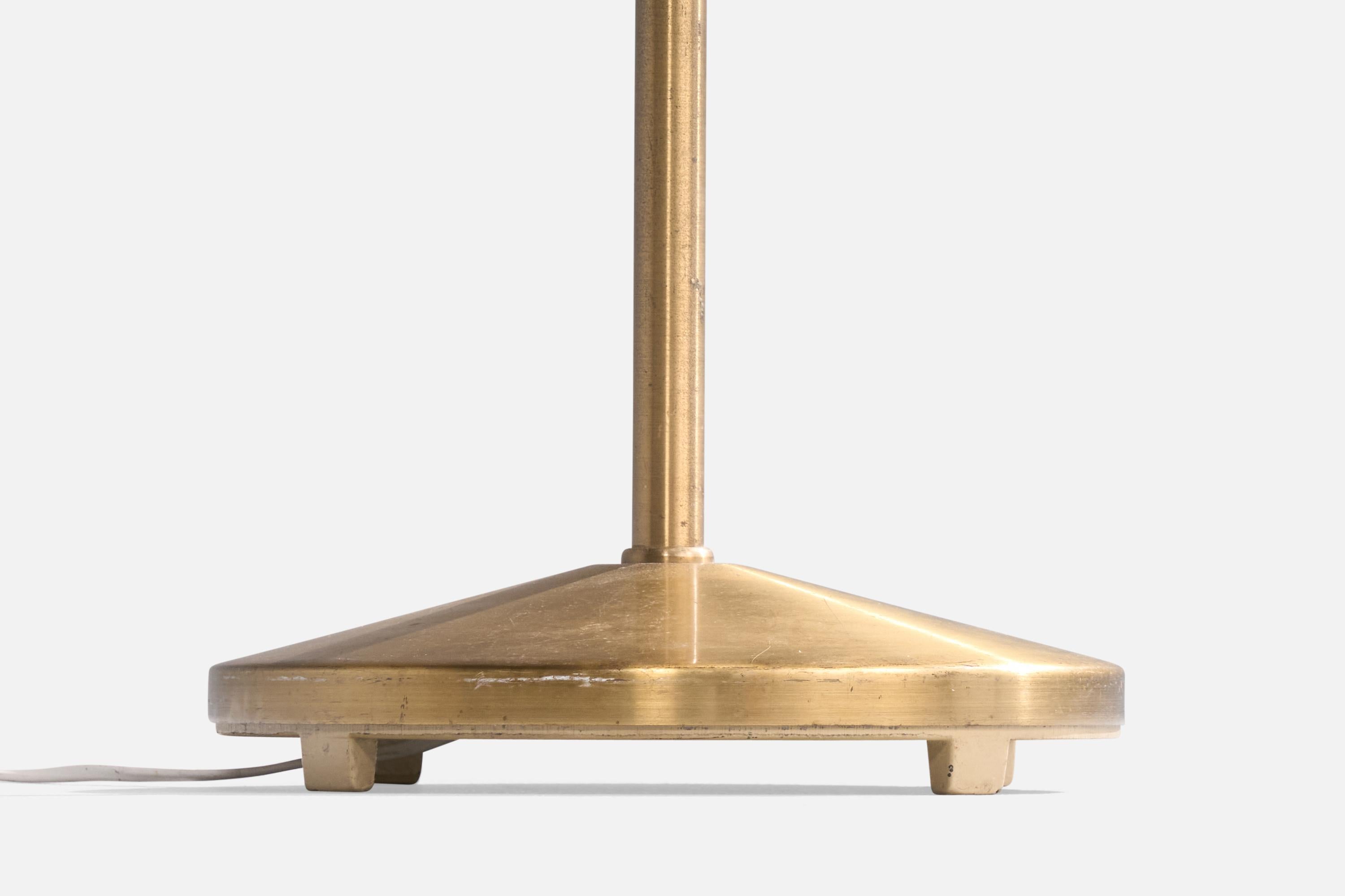 Scandinavian Modern ASEA, Floor Lamps, Brass, Fabric, Sweden, 1950s
