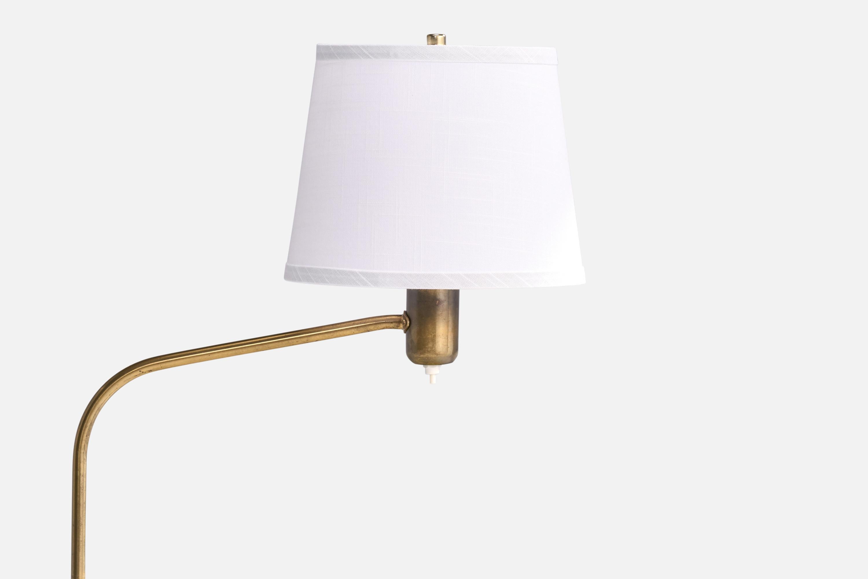 Mid-20th Century ASEA, Floor Lamps, Brass, Fabric, Sweden, 1950s
